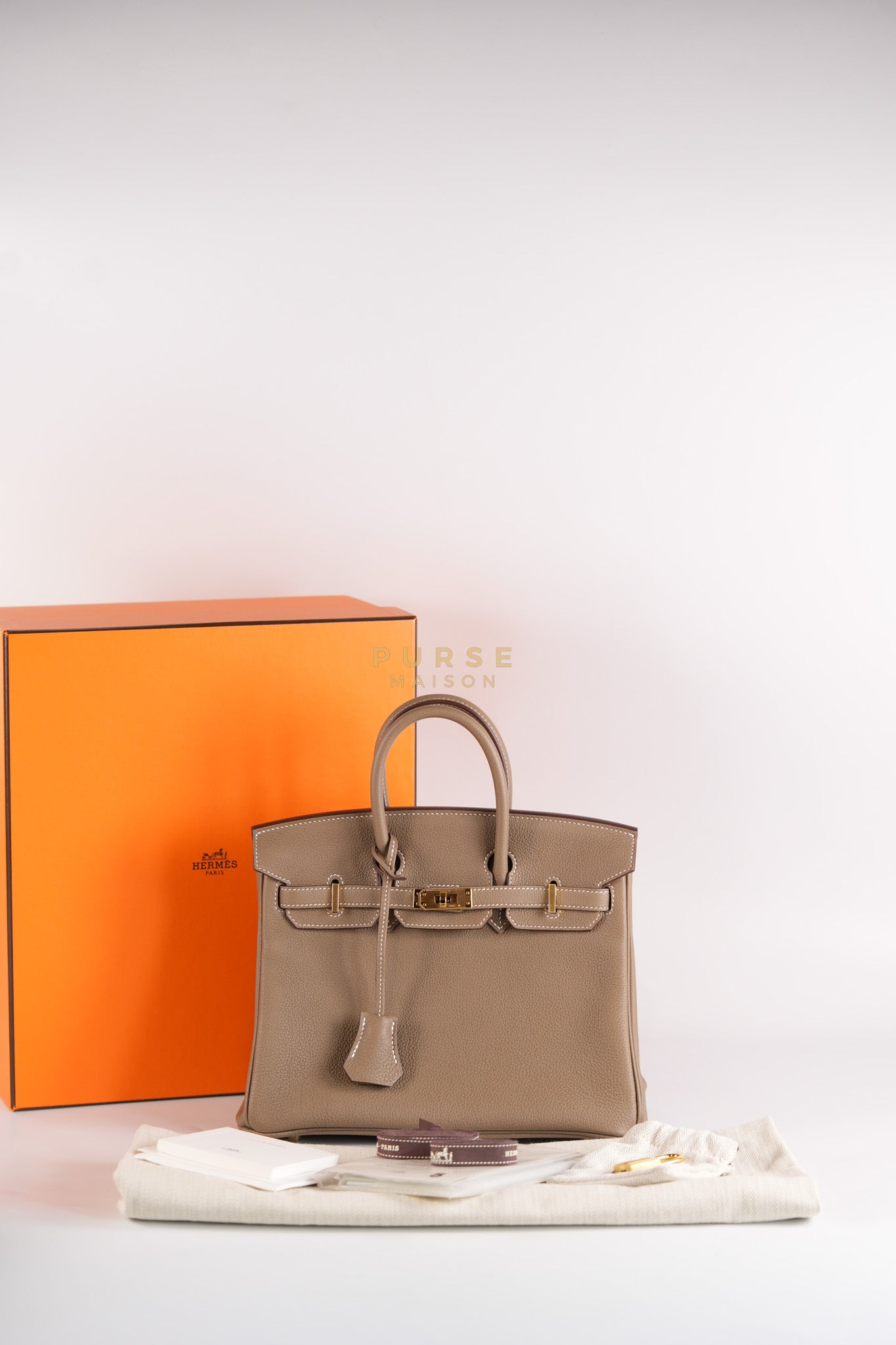 Birkin 25 Etoupe in Togo Leather and Gold Hardware Stamp W (2024) | Purse Maison Luxury Bags Shop