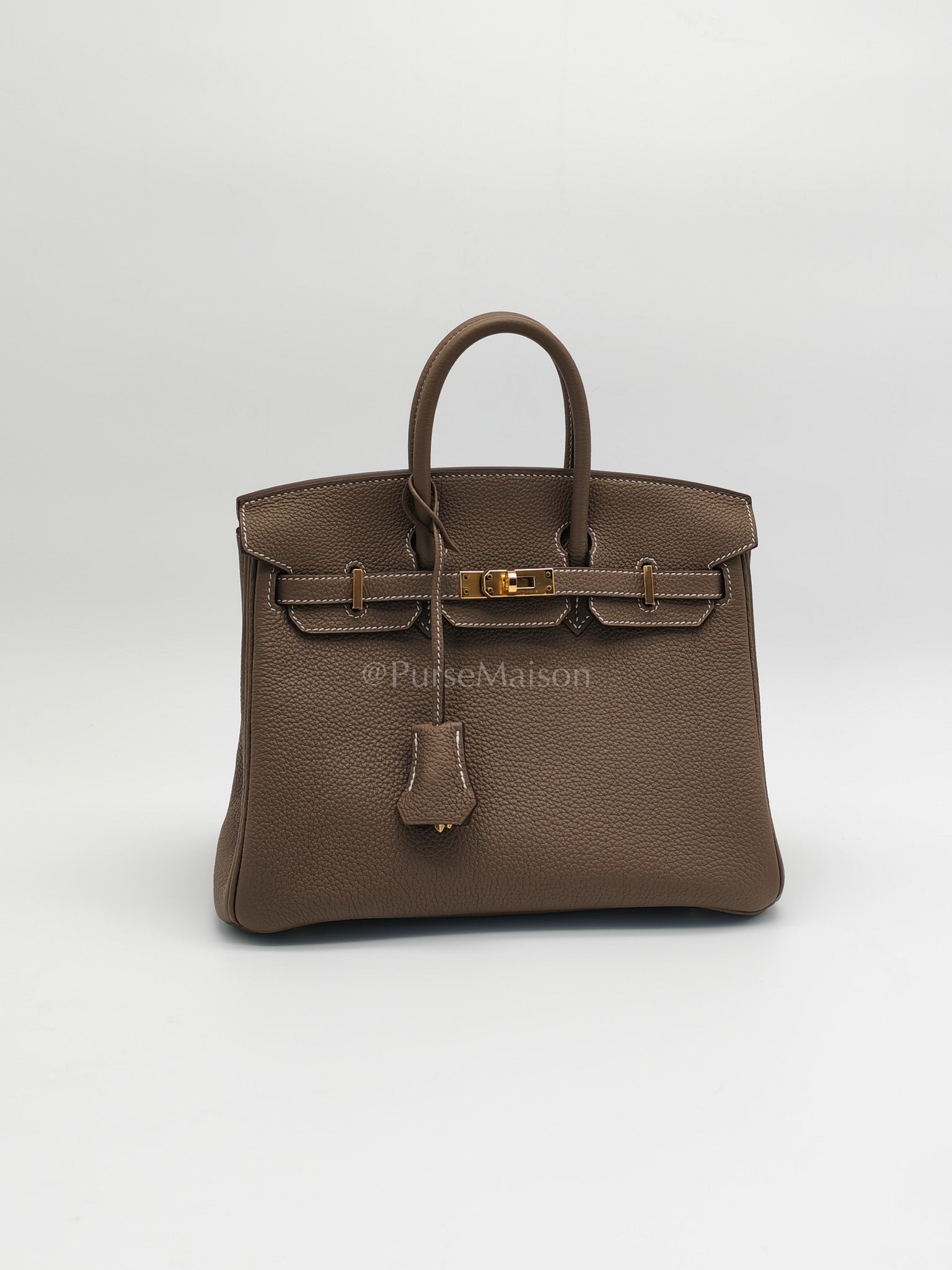 Birkin 25 Etoupe Retourne in Togo Leather and Gold Hardware Stamp D (2019) | Purse Maison Luxury Bags Shop