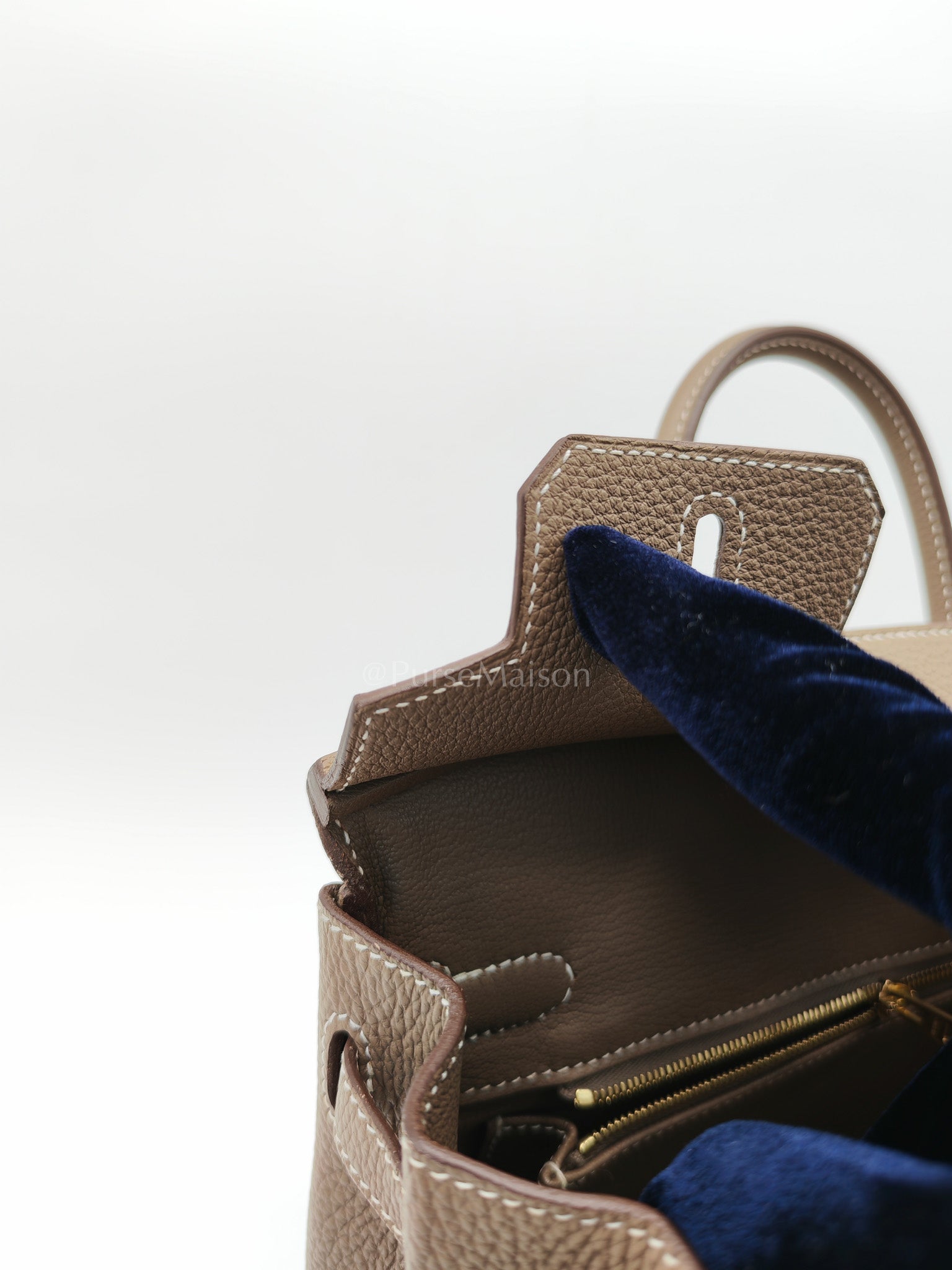 Birkin 25 Etoupe Retourne in Togo Leather and Gold Hardware Stamp D (2019) | Purse Maison Luxury Bags Shop