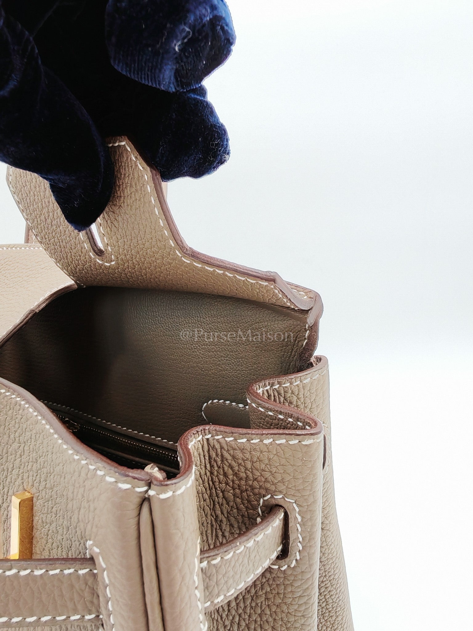 Birkin 25 Etoupe Retourne in Togo Leather and Gold Hardware Stamp D (2019) | Purse Maison Luxury Bags Shop