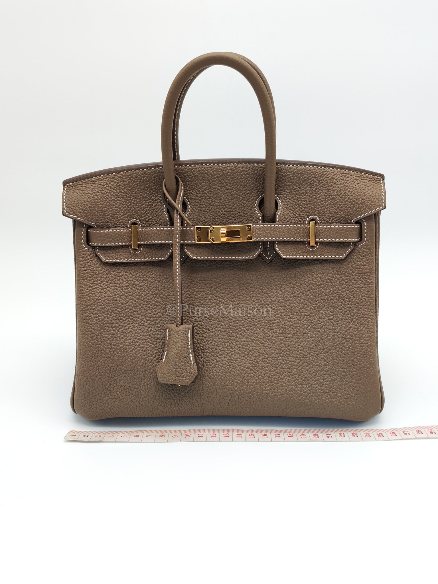 Birkin 25 Etoupe Retourne in Togo Leather and Gold Hardware Stamp D (2019) | Purse Maison Luxury Bags Shop