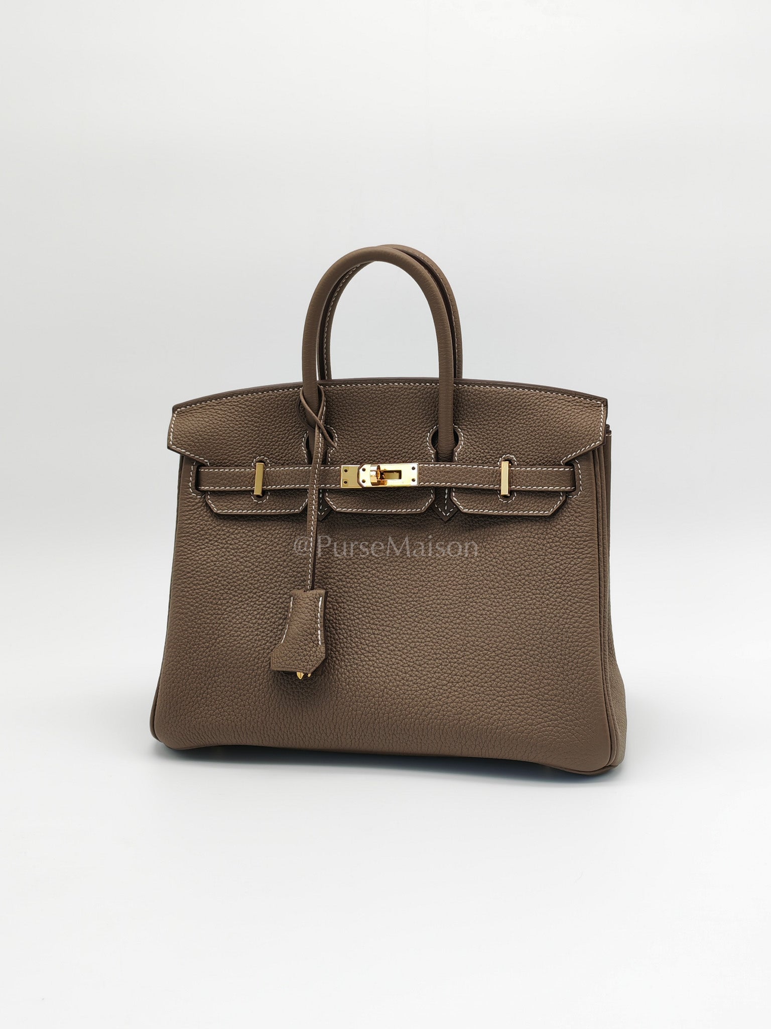 Birkin 25 Etoupe Retourne in Togo Leather and Gold Hardware Stamp D (2019) | Purse Maison Luxury Bags Shop