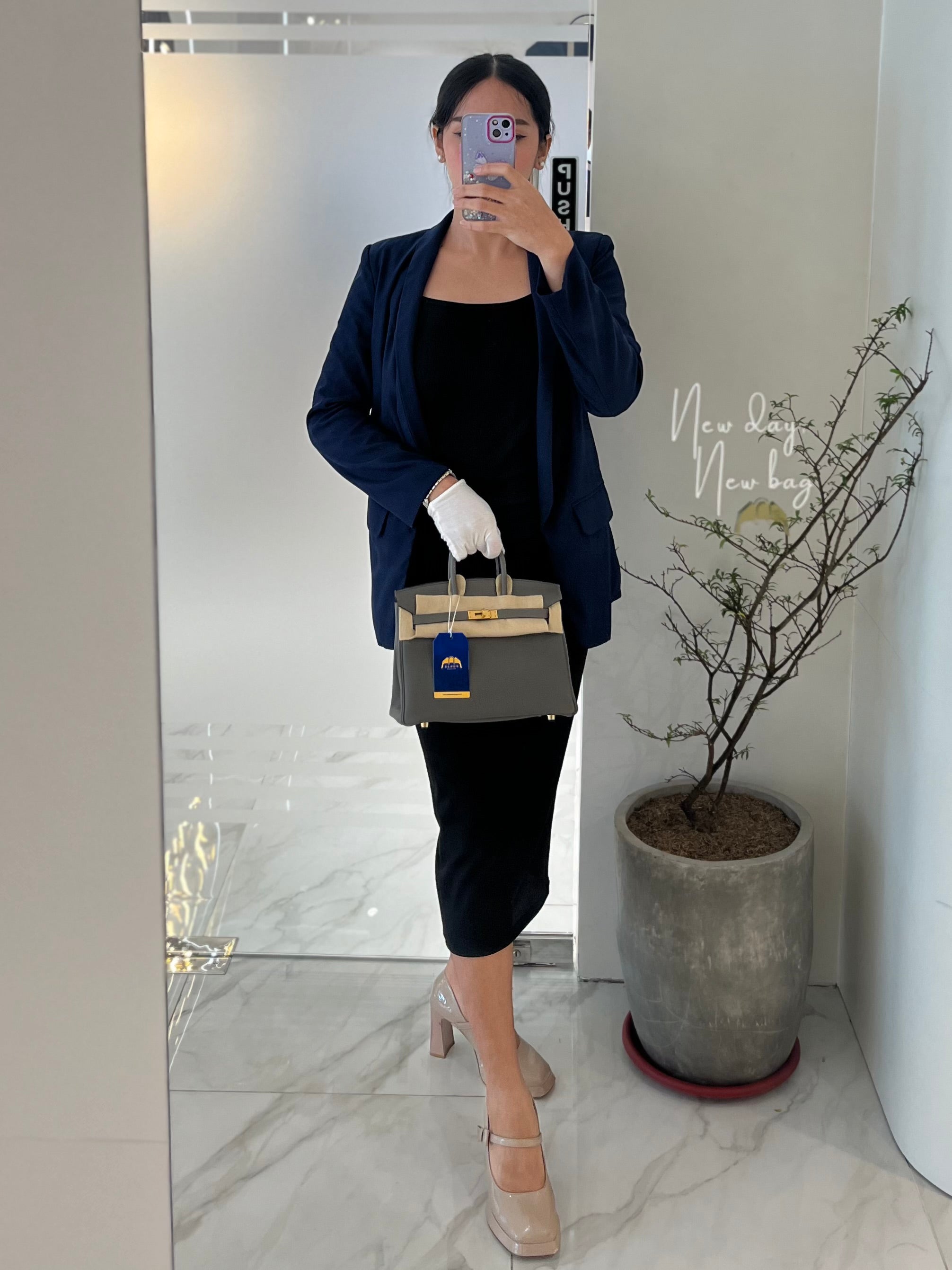 Birkin 25 Gris Meyer in Togo Leather and Gold Hardware Stamp B (2023) | Purse Maison Luxury Bags Shop