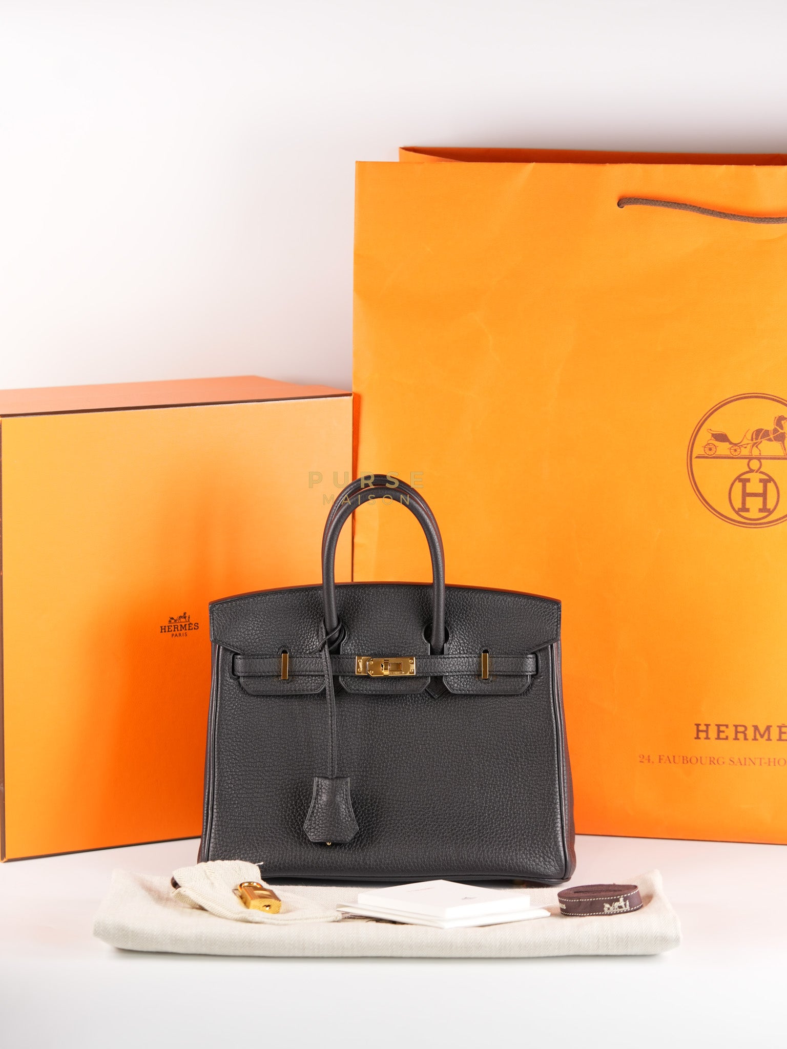 Birkin 25 in Black Togo Leather and Gold Hardware Stamp B (2023) | Purse Maison Luxury Bags Shop