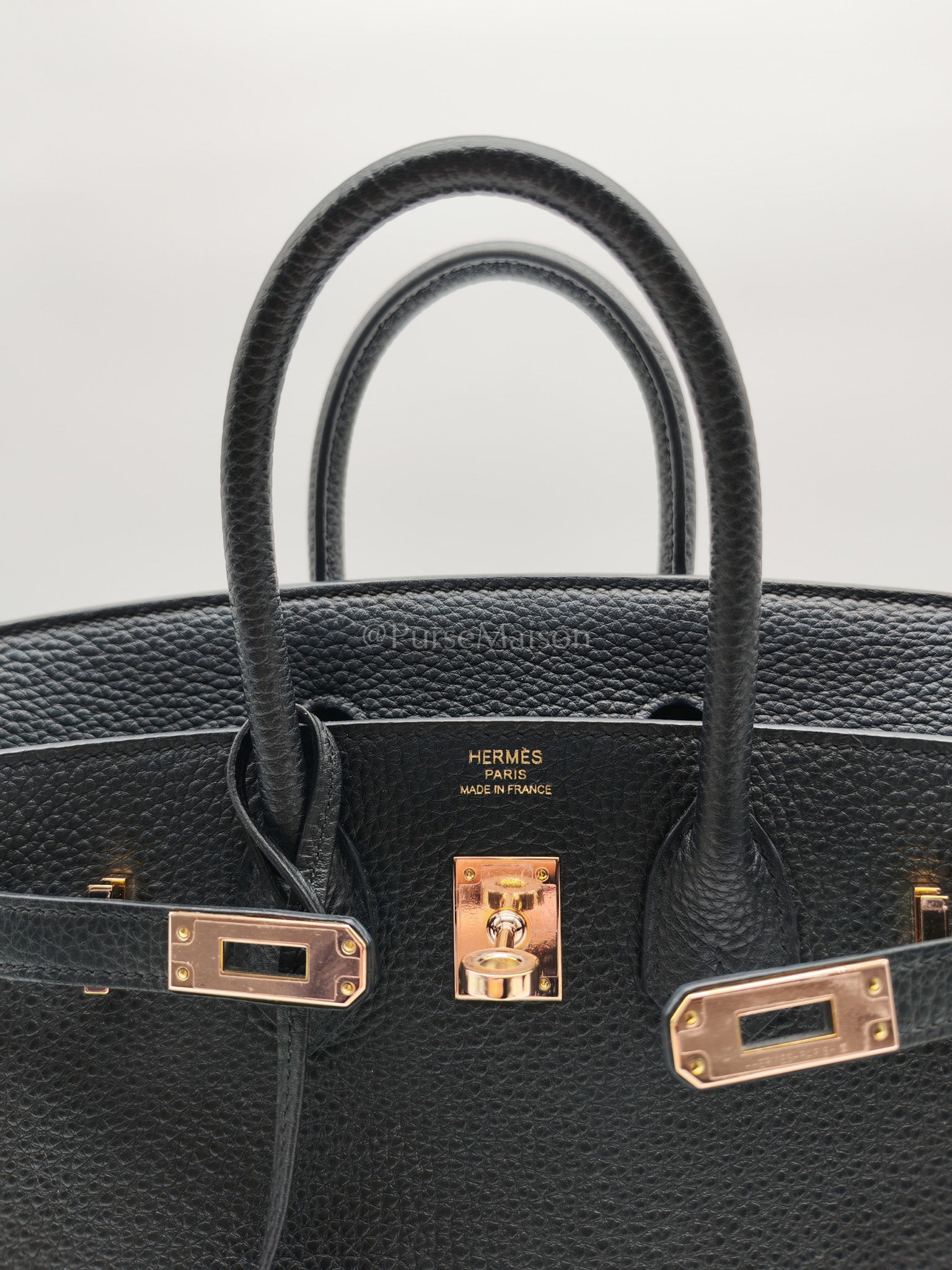 Birkin 25 in Black/Noir Togo Leather & Rose Gold Hardware Stamp Y(2020) | Purse Maison Luxury Bags Shop
