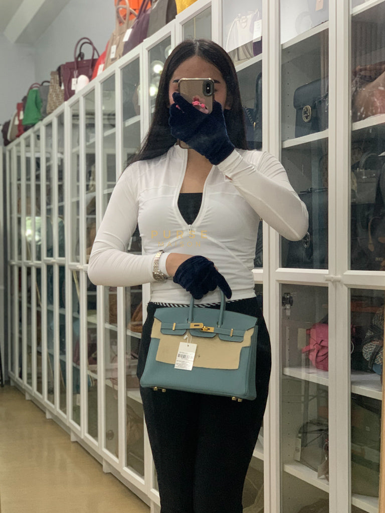 Birkin 25 in Bleu Ciel Togo Leather & Gold Hardware Stamp Y (2020) | Purse Maison Luxury Bags Shop