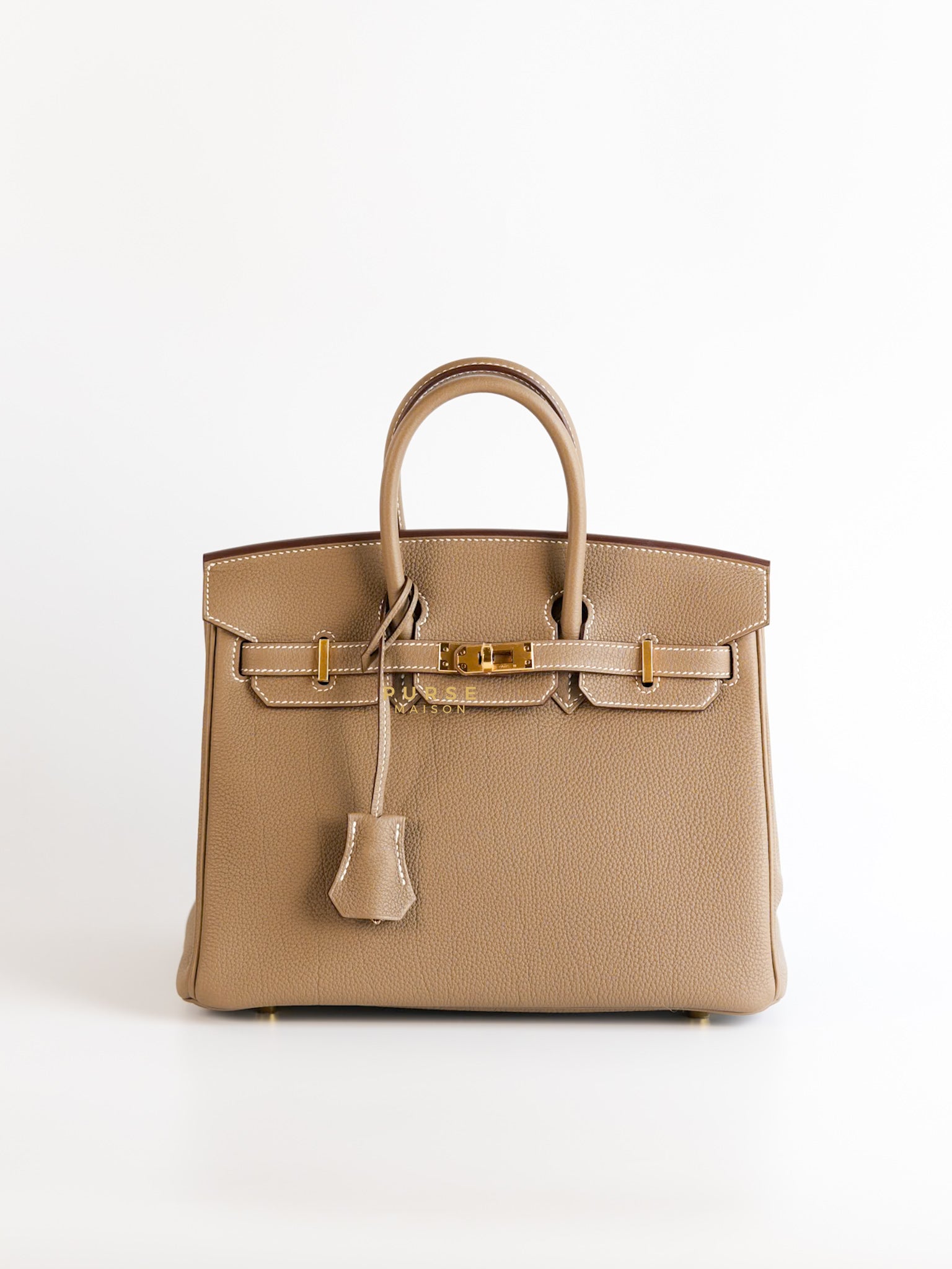 Birkin 25 in Etoupe Togo Leather & Gold Hardware Stamp W | Purse Maison Luxury Bags Shop