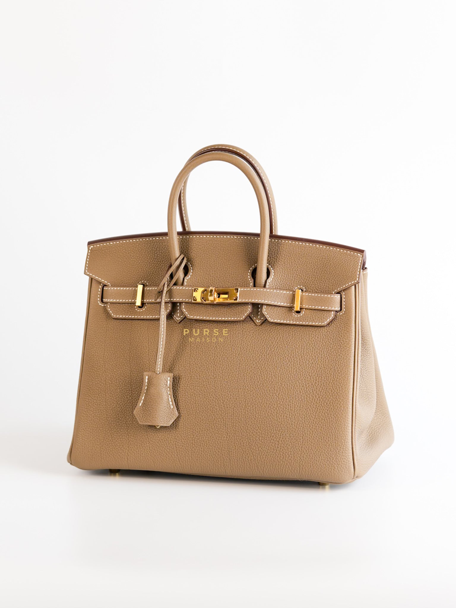 Birkin 25 in Etoupe Togo Leather & Gold Hardware Stamp W | Purse Maison Luxury Bags Shop