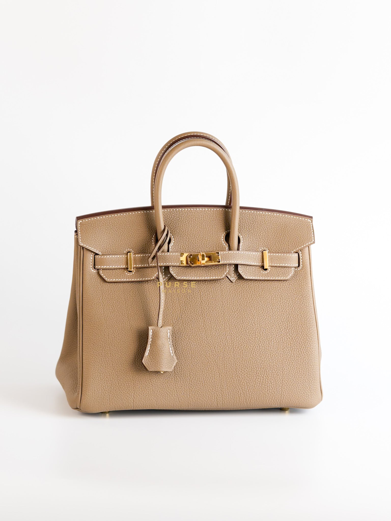 Birkin 25 in Etoupe Togo Leather & Gold Hardware Stamp W | Purse Maison Luxury Bags Shop