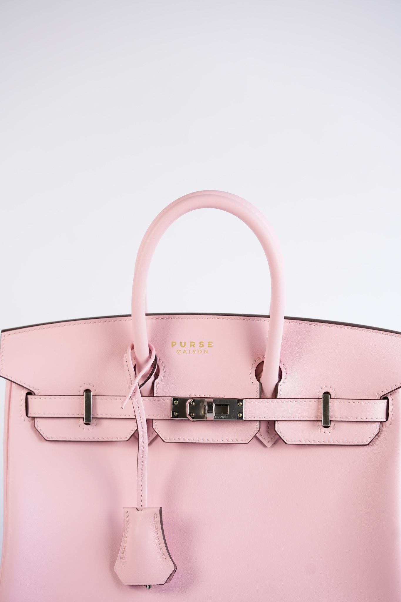 Birkin 25 in Rose Sakura Swift Leather and Palladium Hardware Stamp W | Purse Maison Luxury Bags Shop