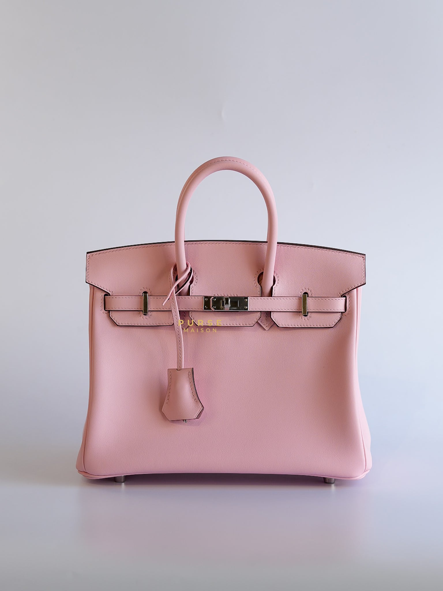 Birkin 25 in Rose Sakura Swift Leather and Palladium Hardware Stamp W | Purse Maison Luxury Bags Shop