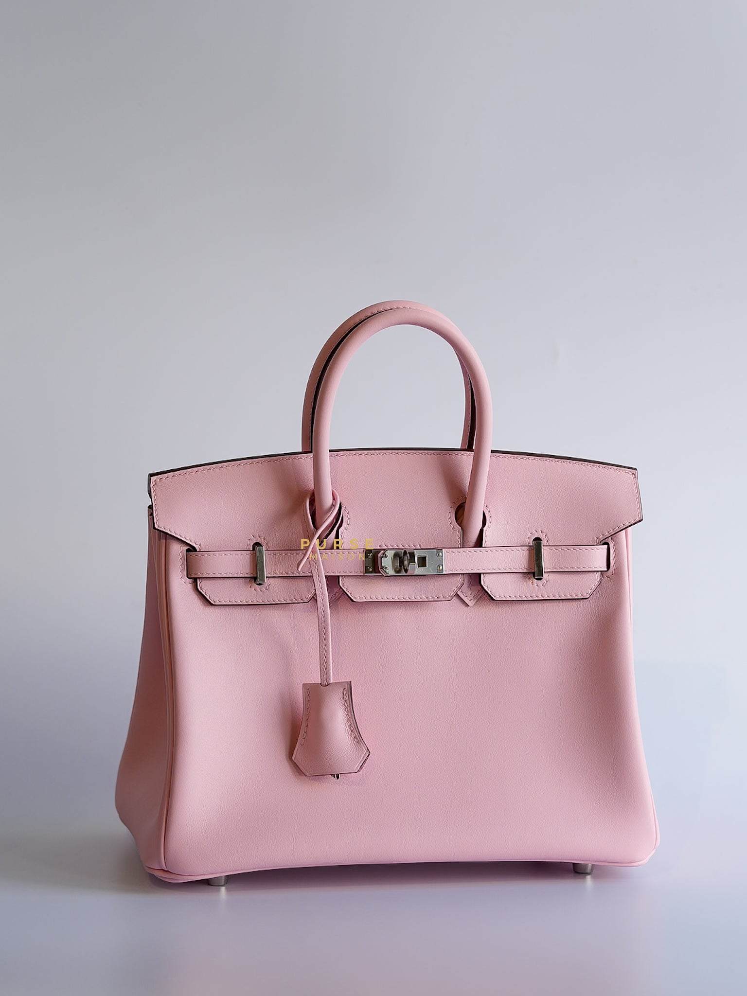 Birkin 25 in Rose Sakura Swift Leather and Palladium Hardware Stamp W | Purse Maison Luxury Bags Shop