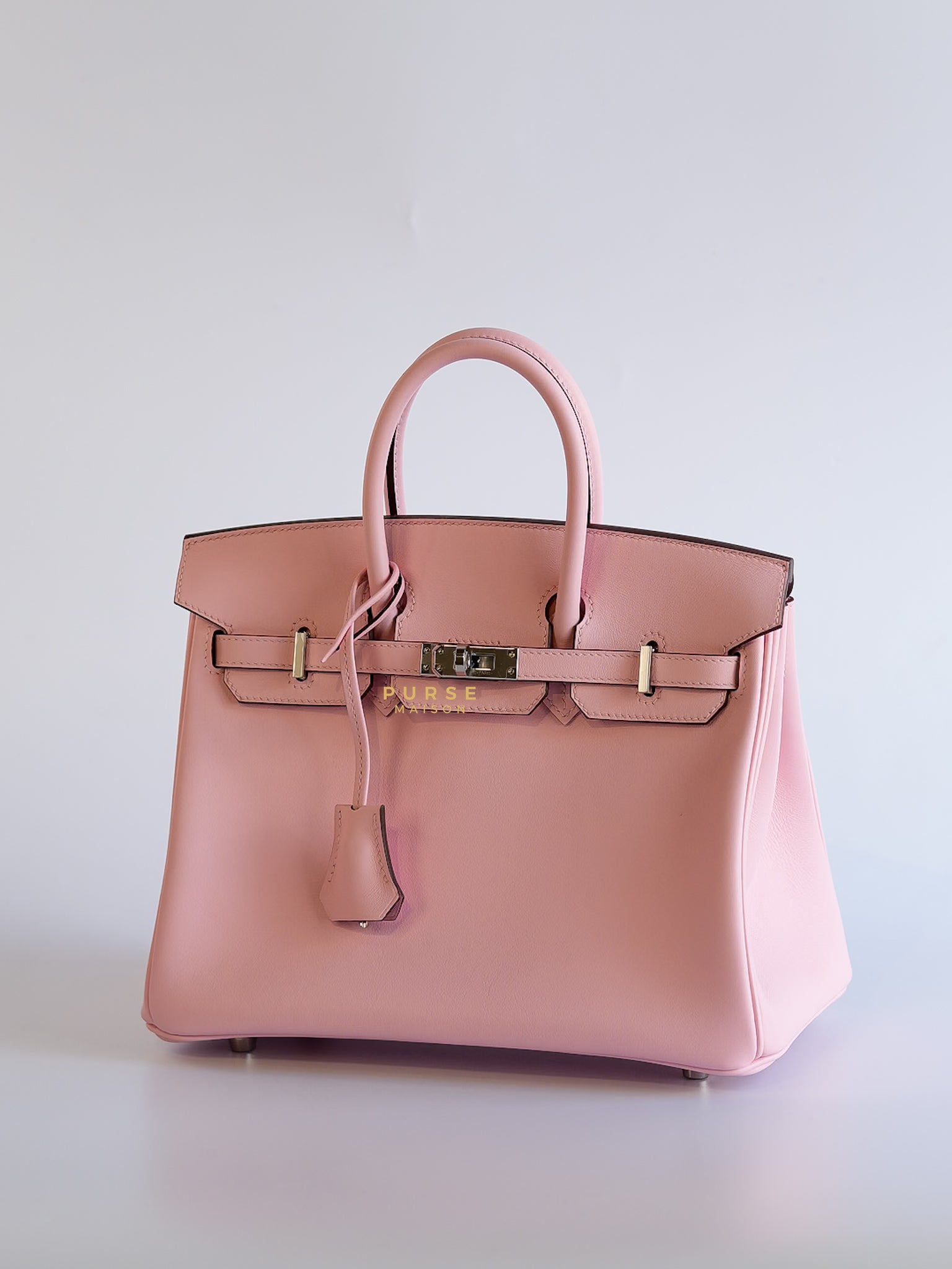 Birkin 25 in Rose Sakura Swift Leather and Palladium Hardware Stamp W | Purse Maison Luxury Bags Shop