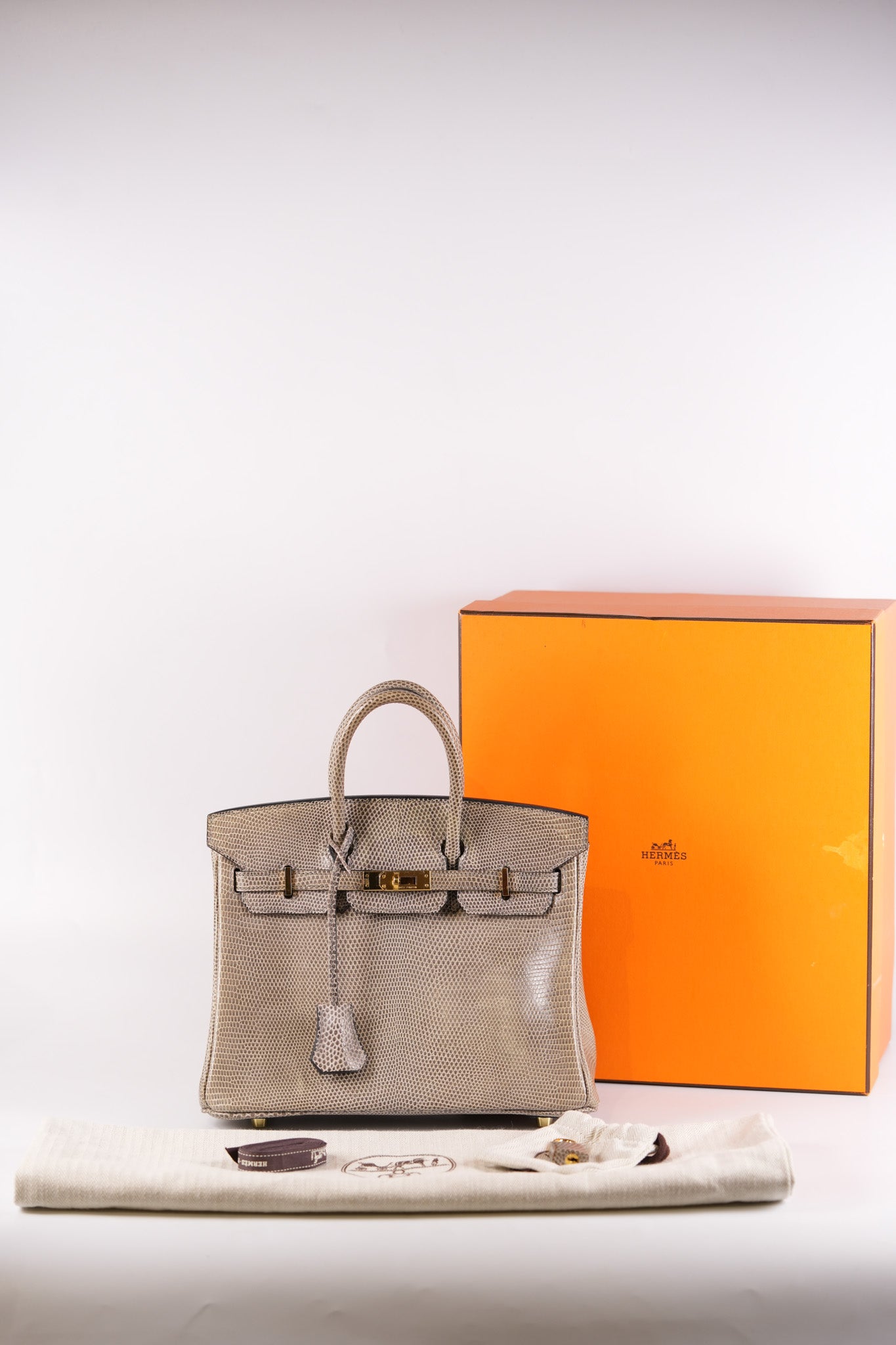 Birkin 25 Lizard Gris Tourterelle Gold hardware Stamp P (2012) | Purse Maison Luxury Bags Shop