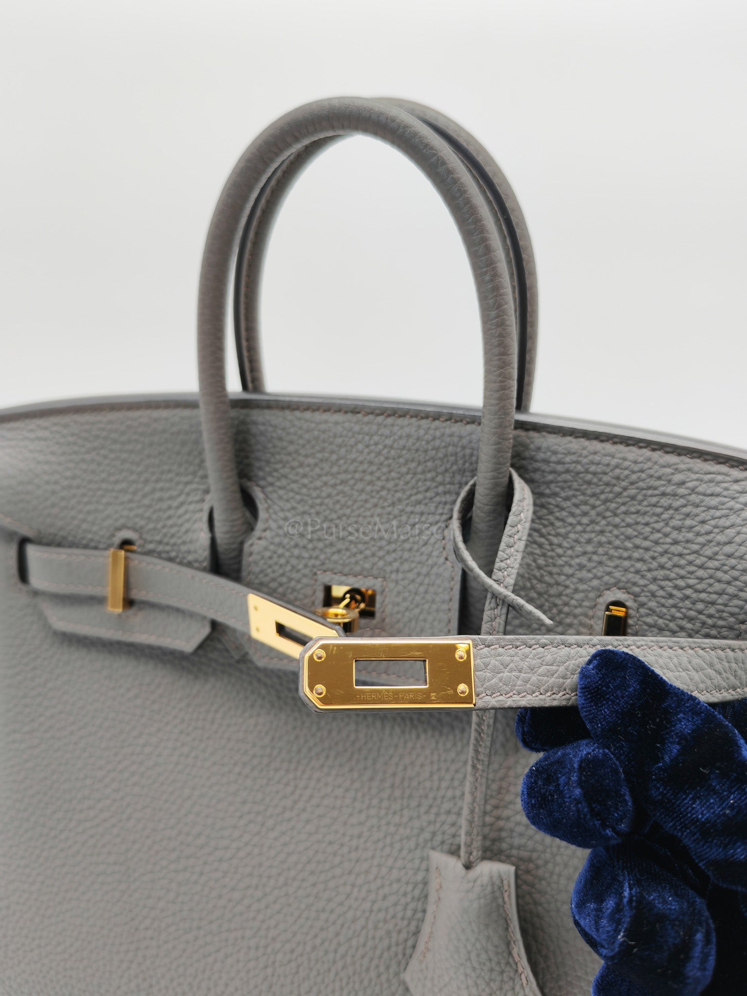 Birkin 25 Retourne Gris Etain in Togo Leather and Gold Hardware Stamp Y (2020) | Purse Maison Luxury Bags Shop