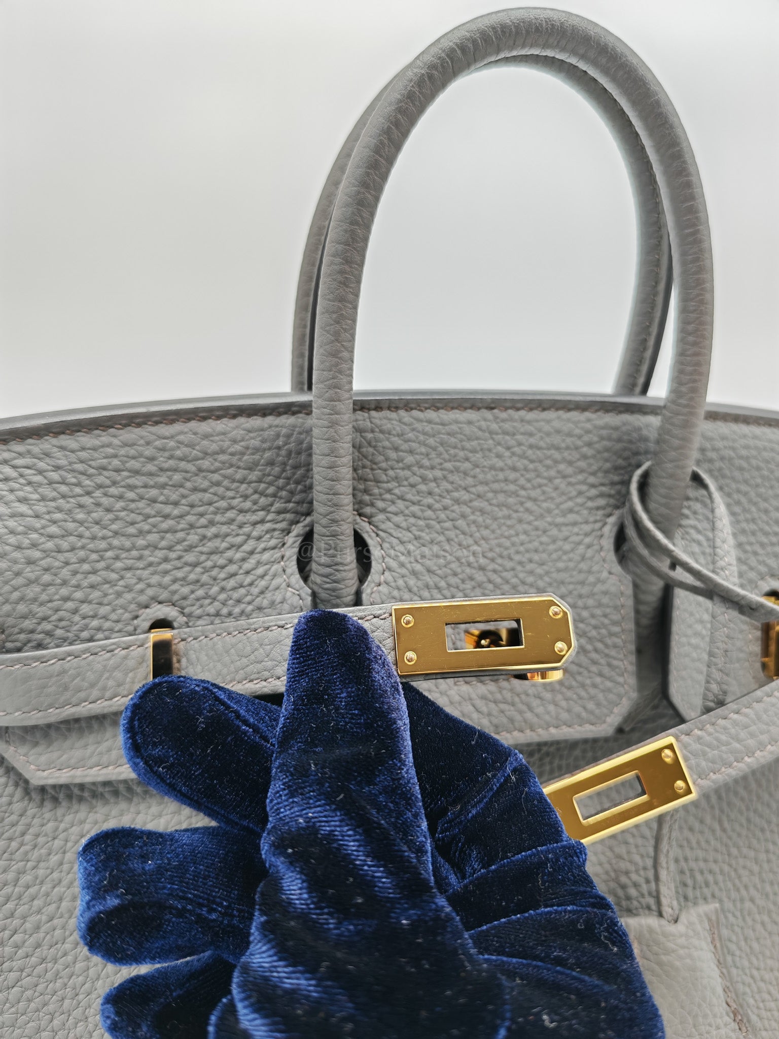 Birkin 25 Retourne Gris Etain in Togo Leather and Gold Hardware Stamp Y (2020) | Purse Maison Luxury Bags Shop