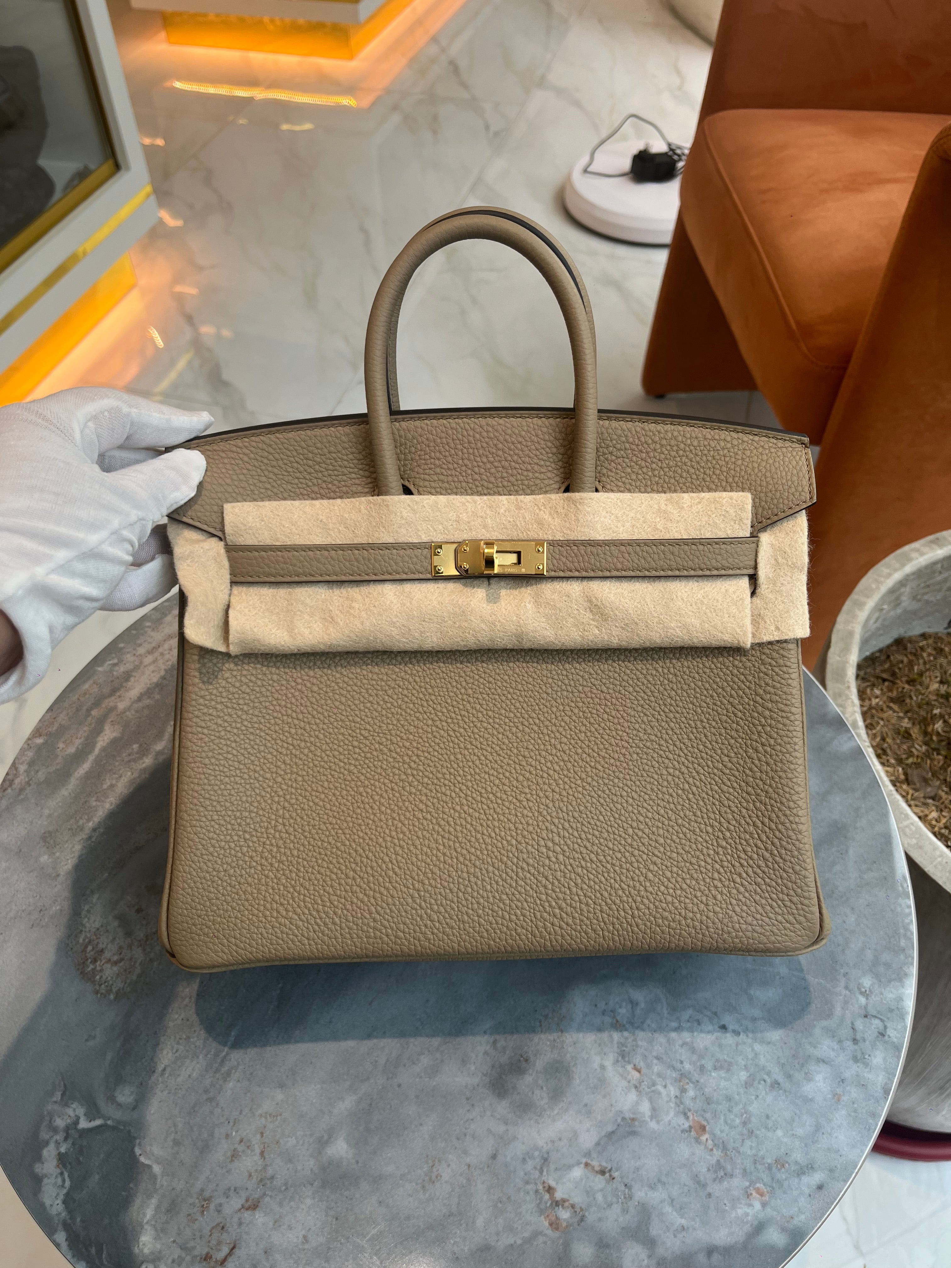 Birkin 25 Retourne in Beige Marfa Togo Leather & Gold Hardware Stamp K (2025) | Purse Maison Luxury Bags Shop