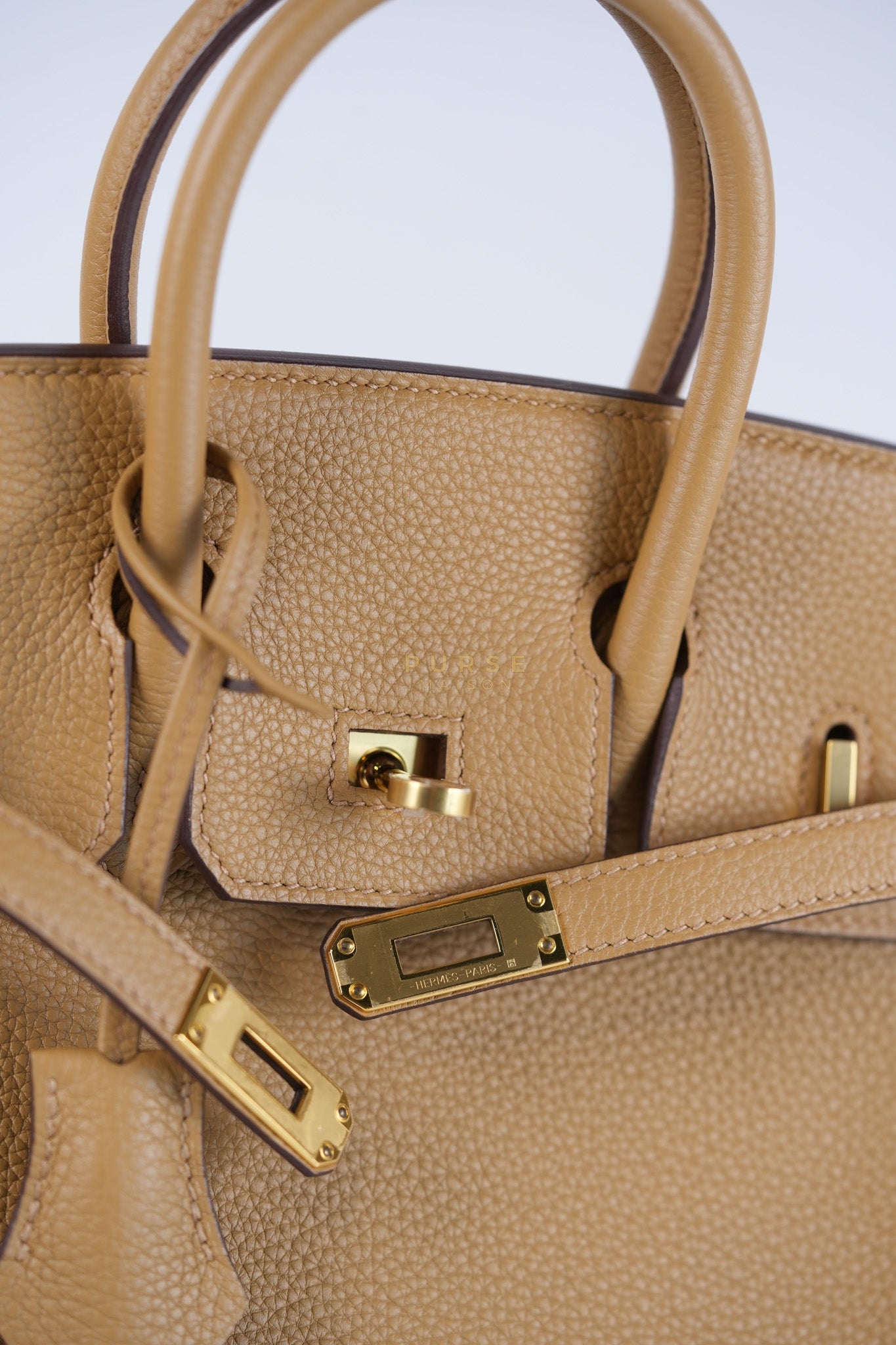 Birkin 25 Retourne in Biscuit Togo Leather and Gold Hardware Stamp U (2022) | Purse Maison Luxury Bags Shop
