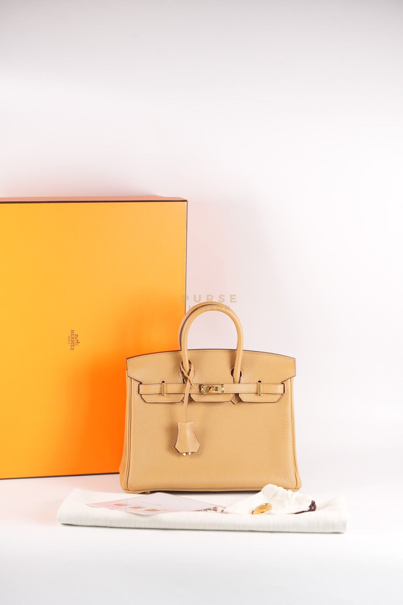 Birkin 25 Retourne in Biscuit Togo Leather and Gold Hardware Stamp U (2022) | Purse Maison Luxury Bags Shop