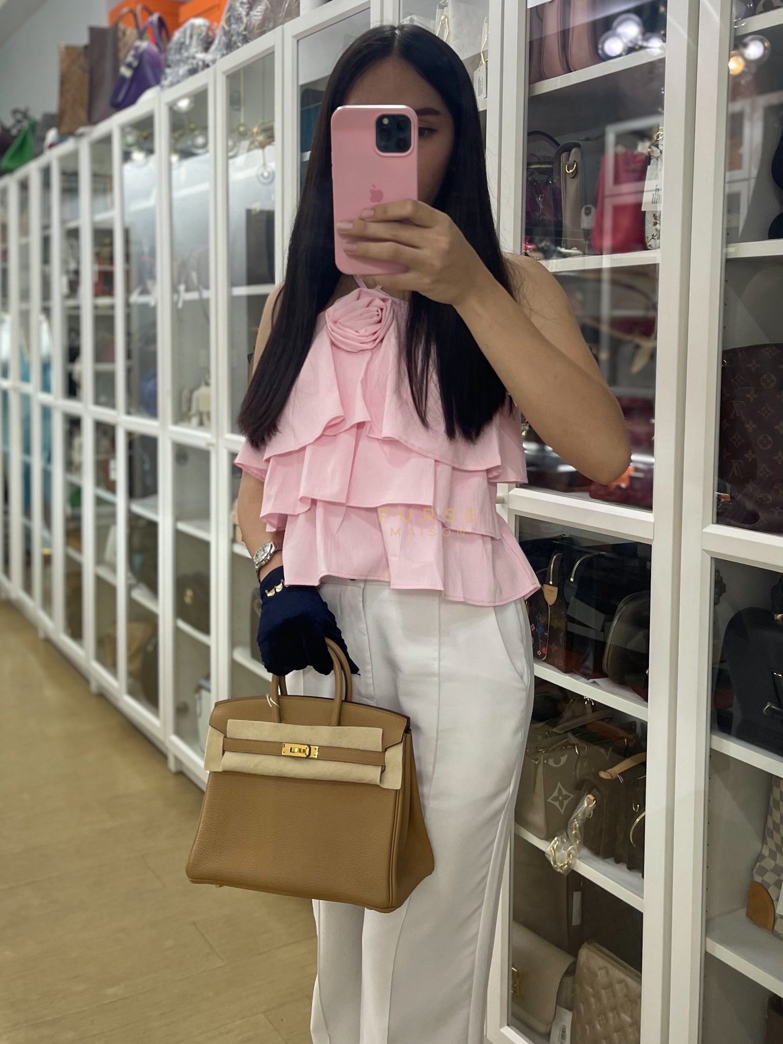 Birkin 25 Retourne in Biscuit Togo Leather and Gold Hardware Stamp U (2022) | Purse Maison Luxury Bags Shop