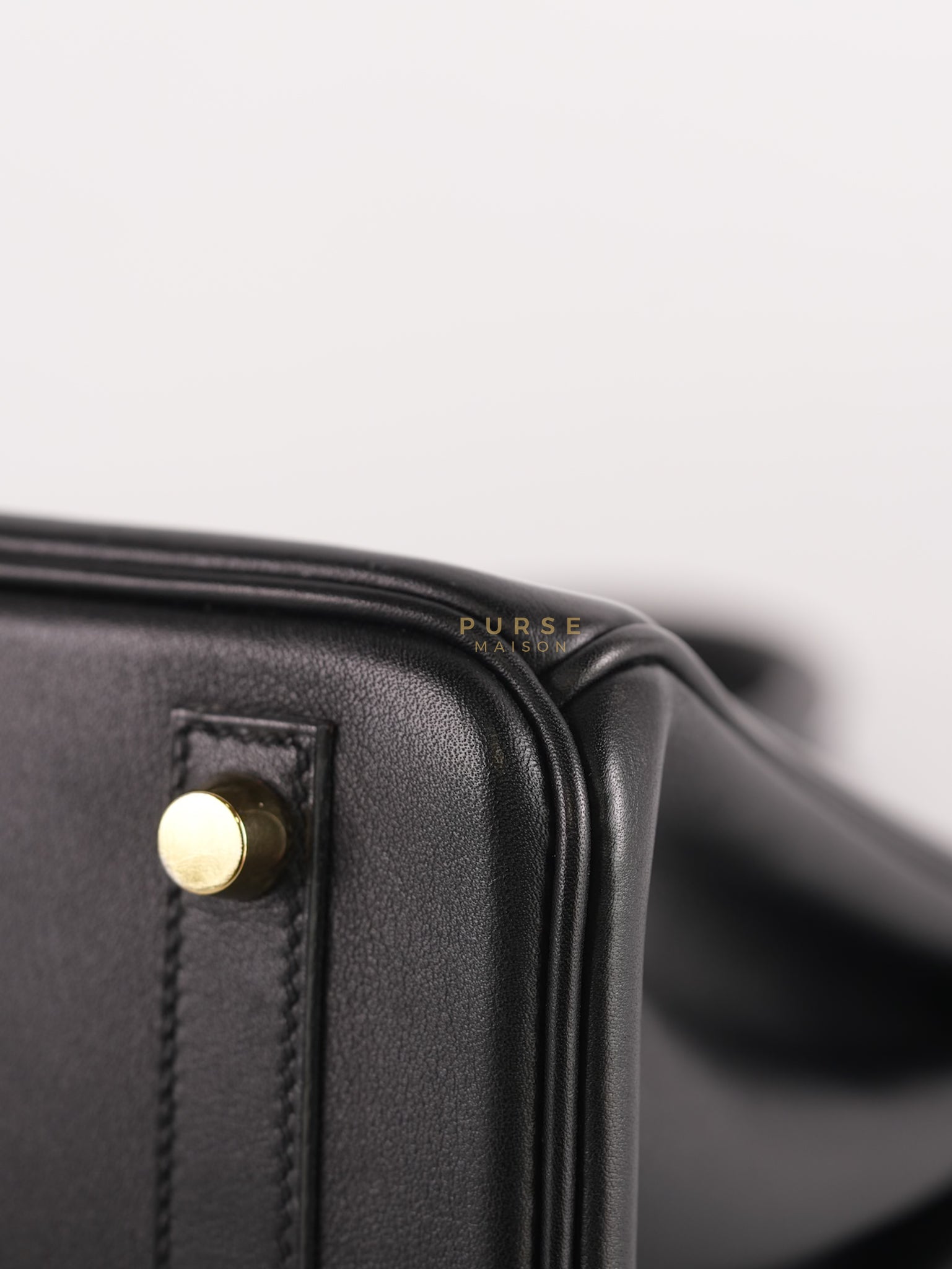 Birkin 25 Retourne in Black Swift Leather and Gold Hardware Stamp A (2017) | Purse Maison Luxury Bags Shop