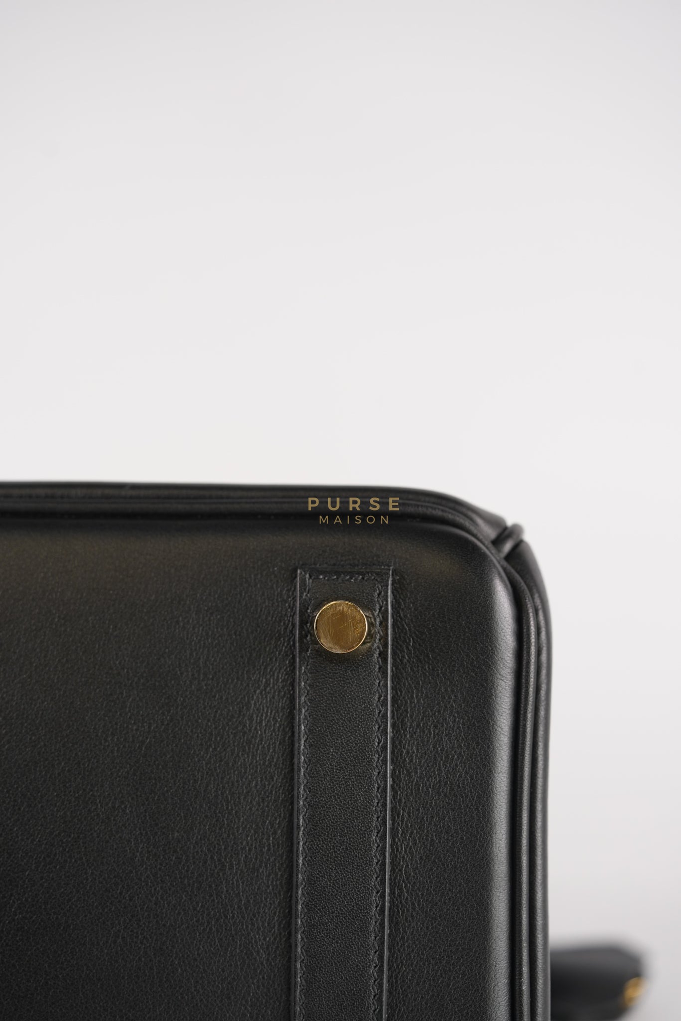 Birkin 25 Retourne in Black Swift Leather and Gold Hardware Stamp A (2017) | Purse Maison Luxury Bags Shop