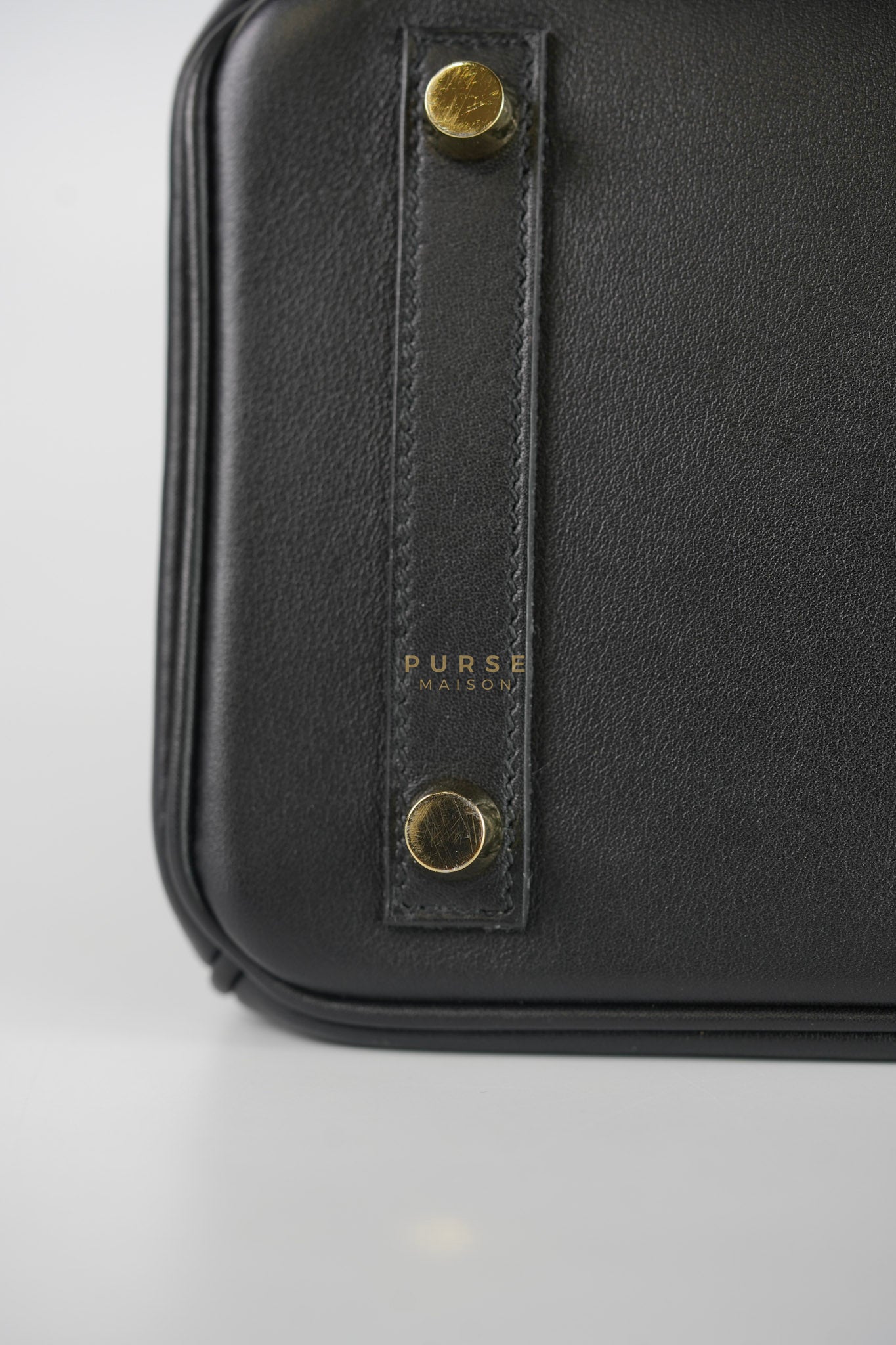 Birkin 25 Retourne in Black Swift Leather and Gold Hardware Stamp A (2017) | Purse Maison Luxury Bags Shop