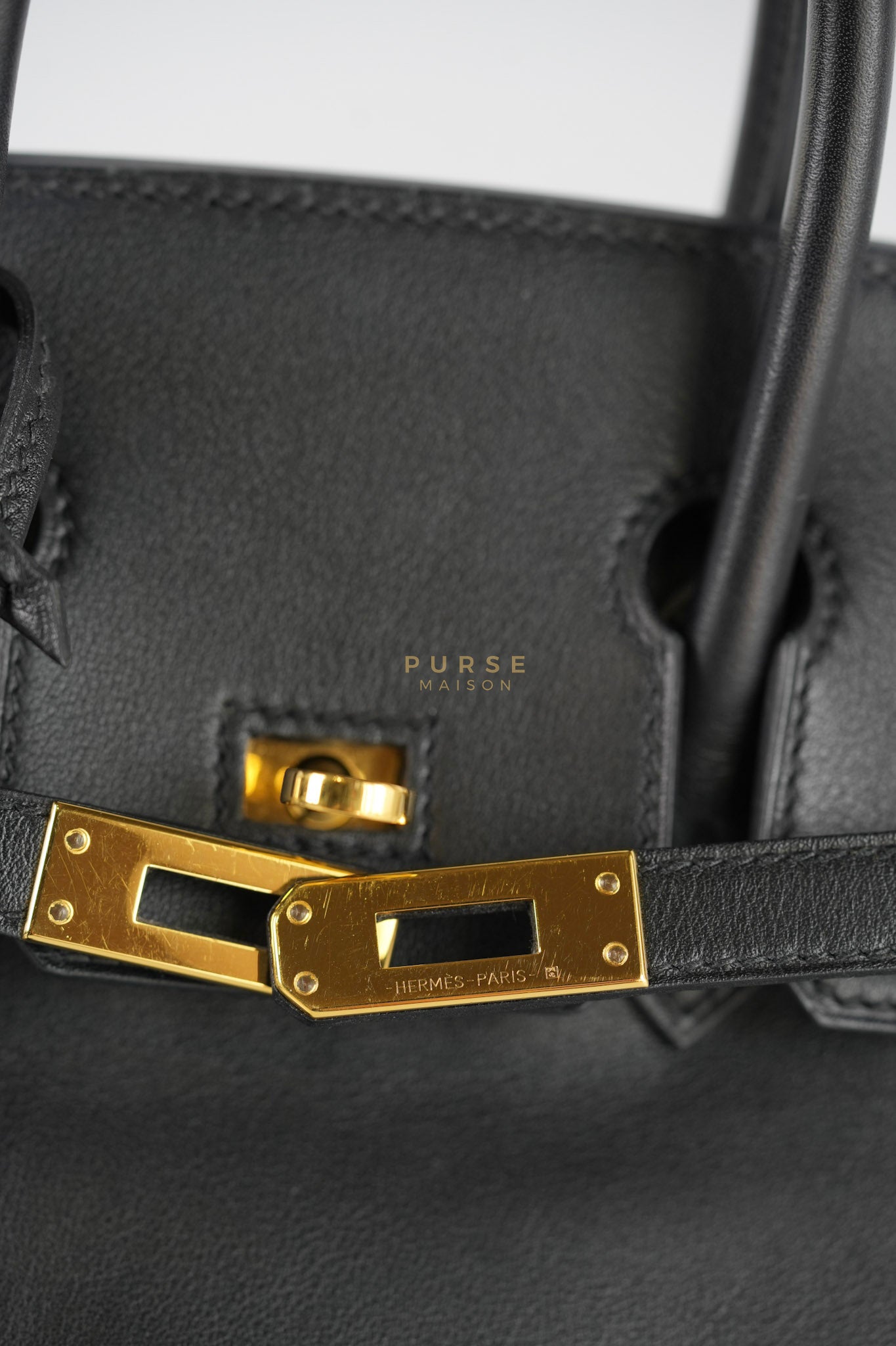 Birkin 25 Retourne in Black Swift Leather and Gold Hardware Stamp A (2017) | Purse Maison Luxury Bags Shop