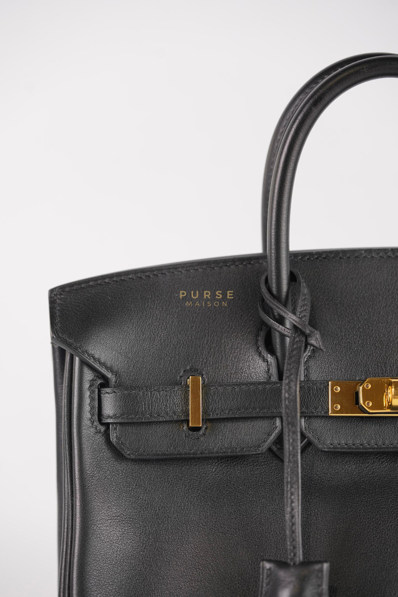 Birkin 25 Retourne in Black Swift Leather and Gold Hardware Stamp A (2017) | Purse Maison Luxury Bags Shop