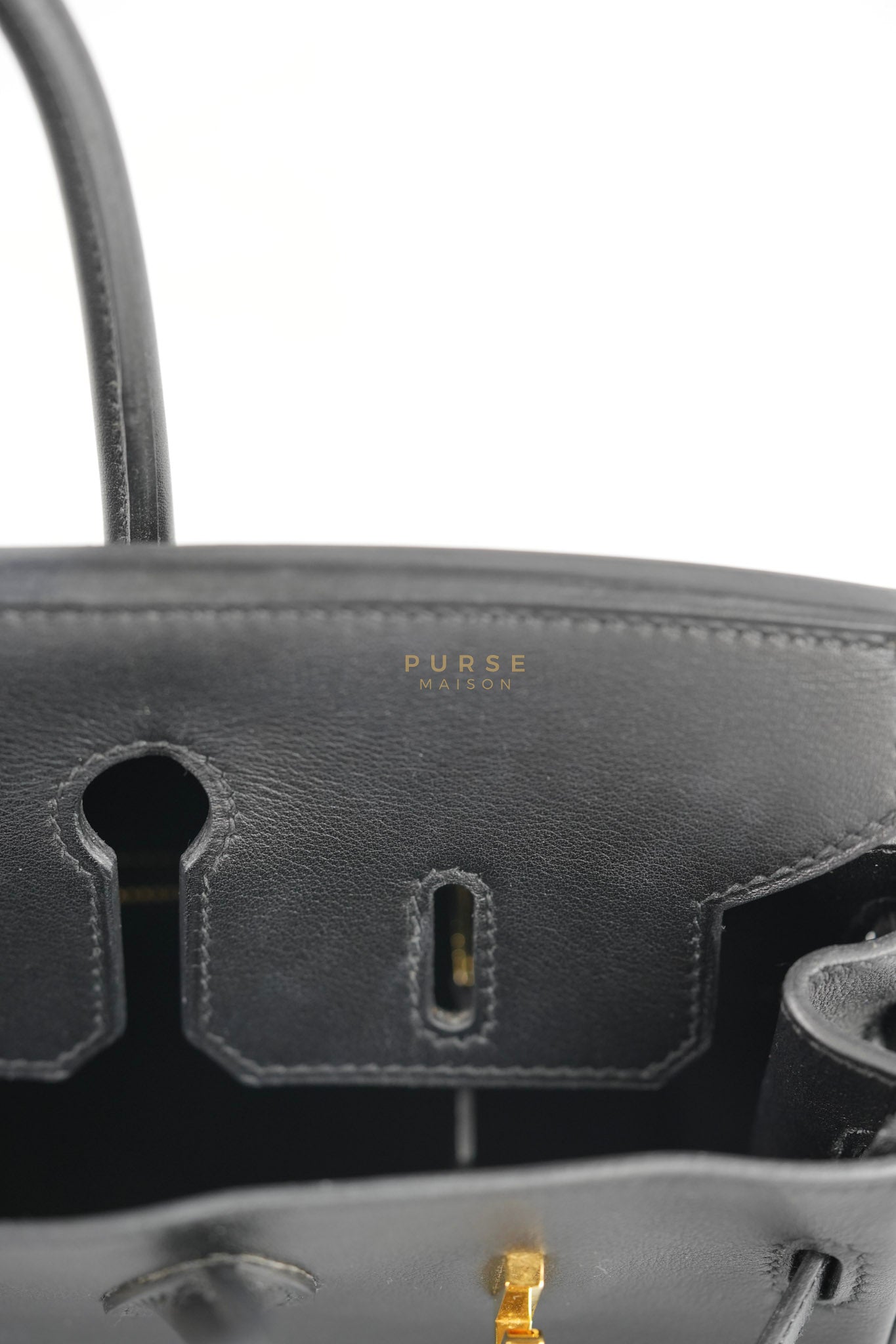 Birkin 25 Retourne in Black Swift Leather and Gold Hardware Stamp A (2017) | Purse Maison Luxury Bags Shop