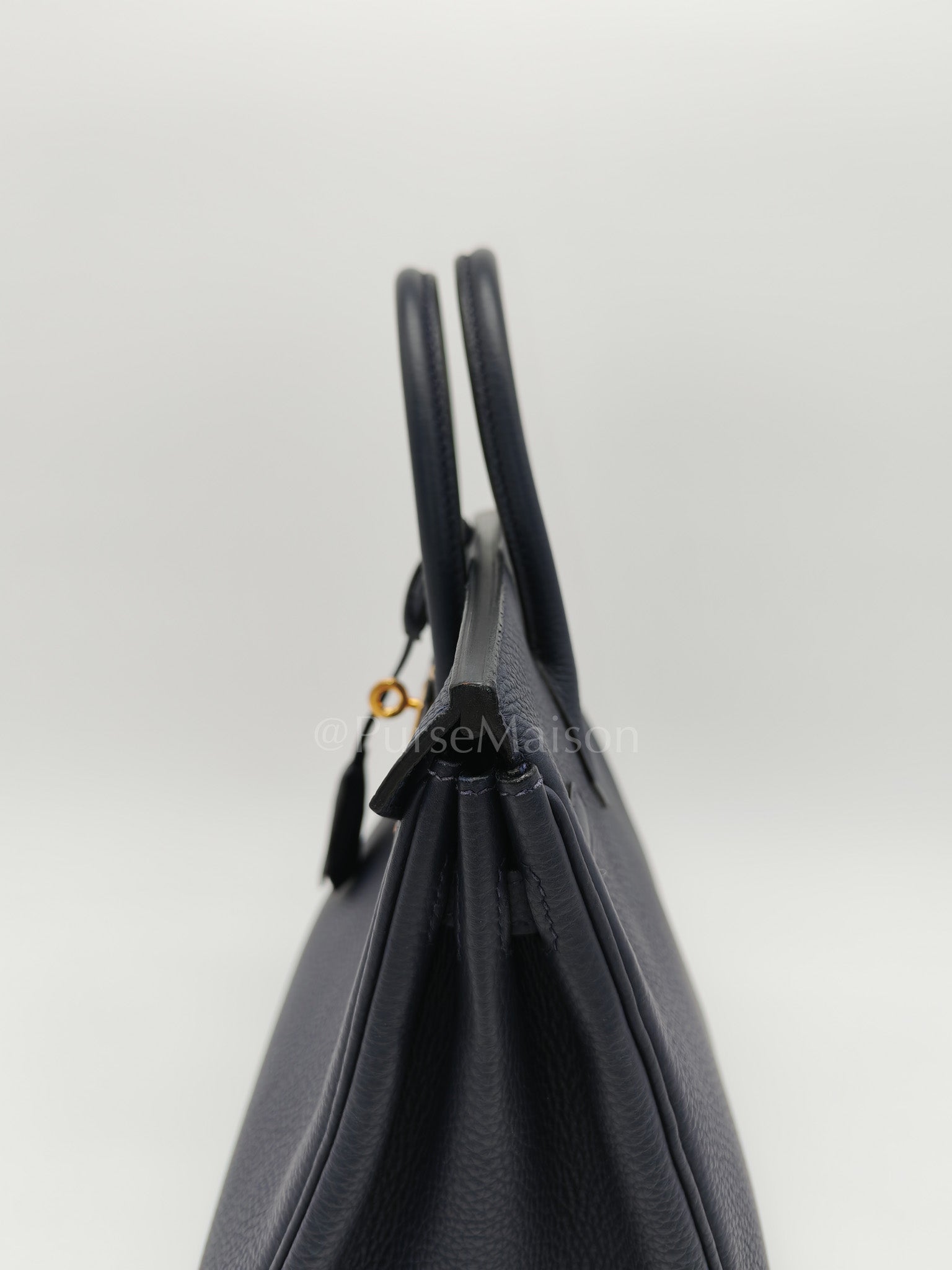 Birkin 25 Retourne in Bleu Nuit Togo Leather & Gold hardware Stamp D (2019) | Purse Maison Luxury Bags Shop