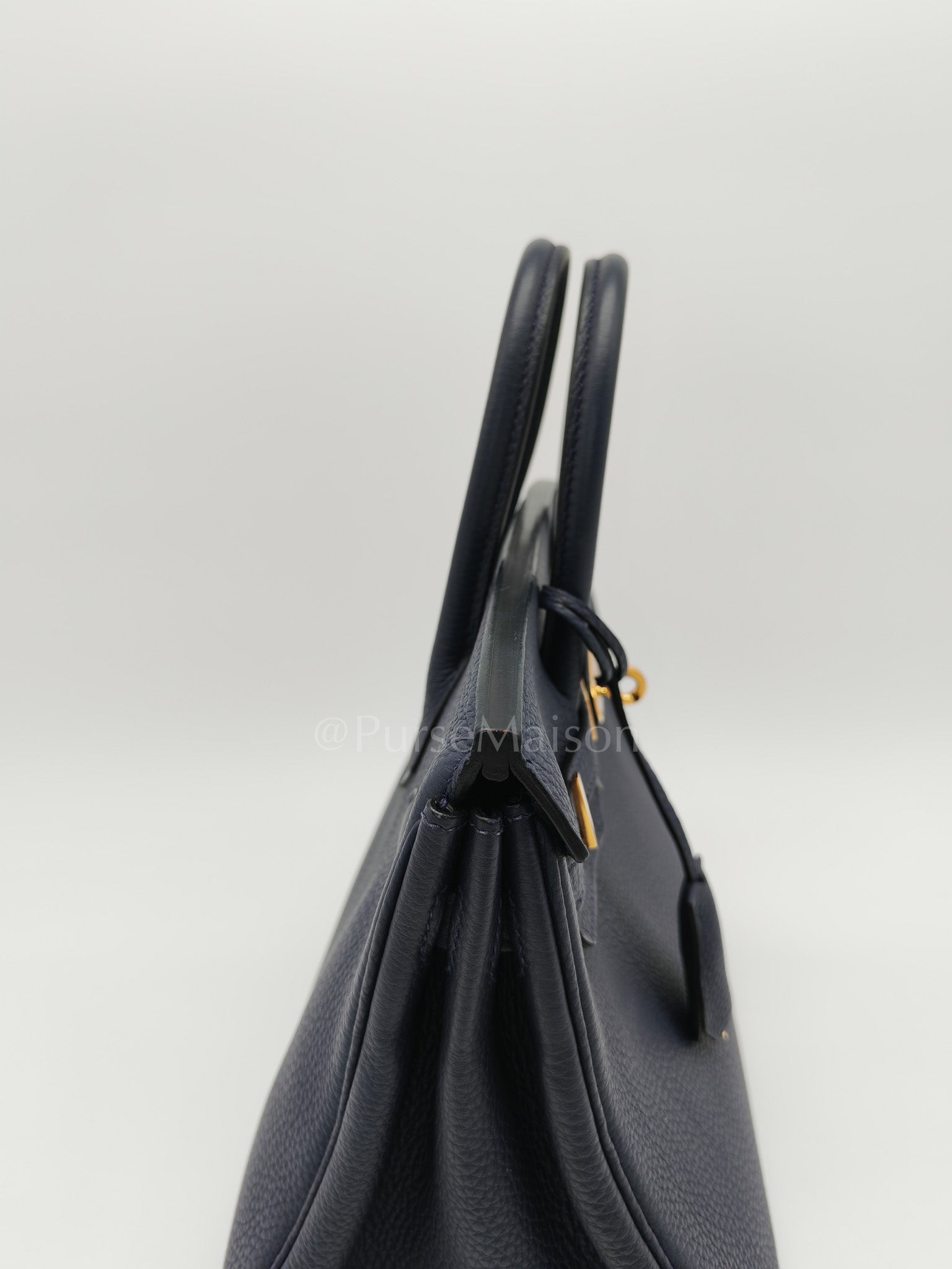 Birkin 25 Retourne in Bleu Nuit Togo Leather & Gold hardware Stamp D (2019) | Purse Maison Luxury Bags Shop