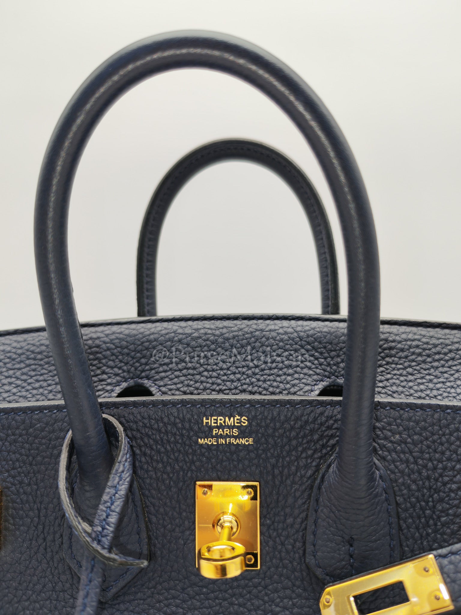 Birkin 25 Retourne in Bleu Nuit Togo Leather & Gold hardware Stamp D (2019) | Purse Maison Luxury Bags Shop