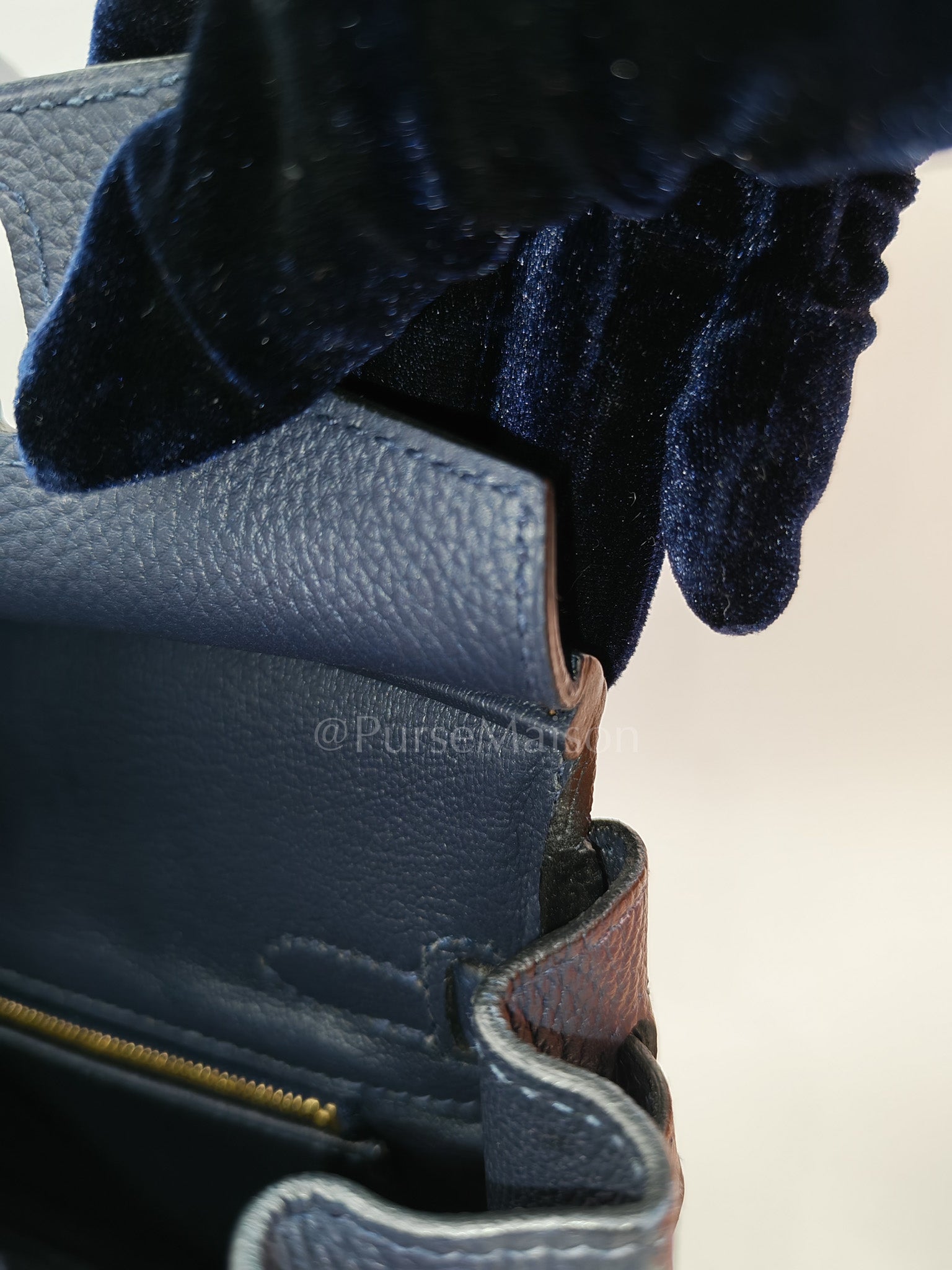 Birkin 25 Retourne in Bleu Nuit Togo Leather & Gold hardware Stamp D (2019) | Purse Maison Luxury Bags Shop