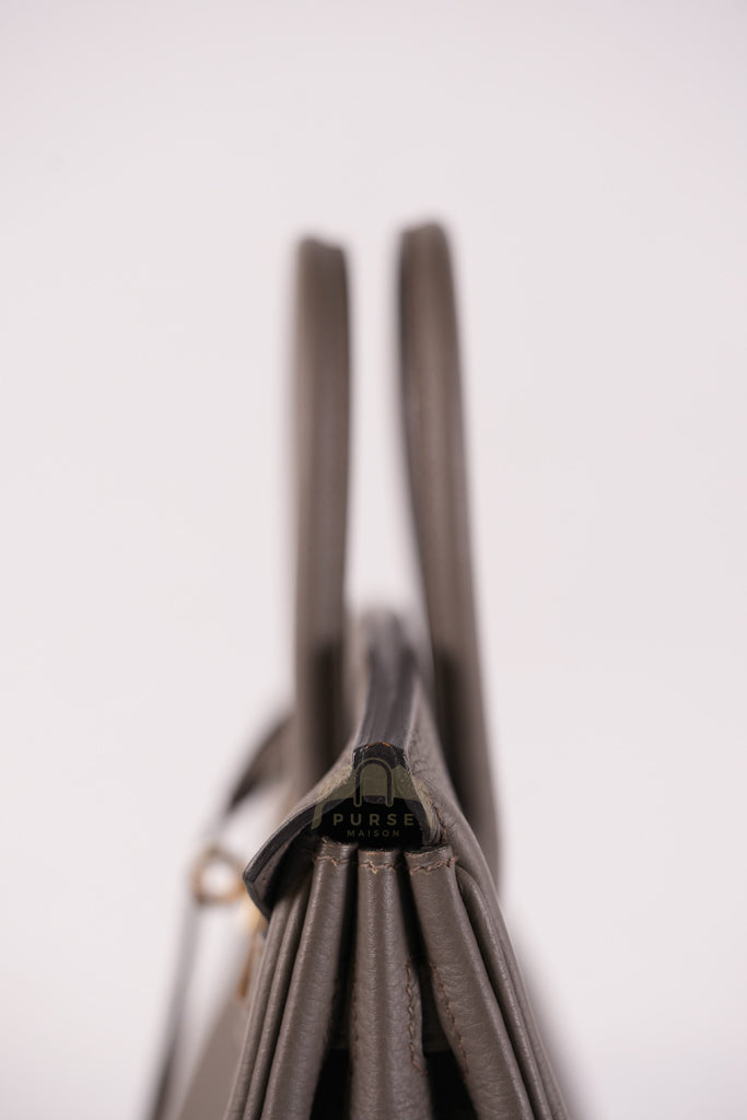 Birkin 25 Retourne in Etain Togo Leather and Gold Hardware Stamp D (2019) | Purse Maison Luxury Bags Shop