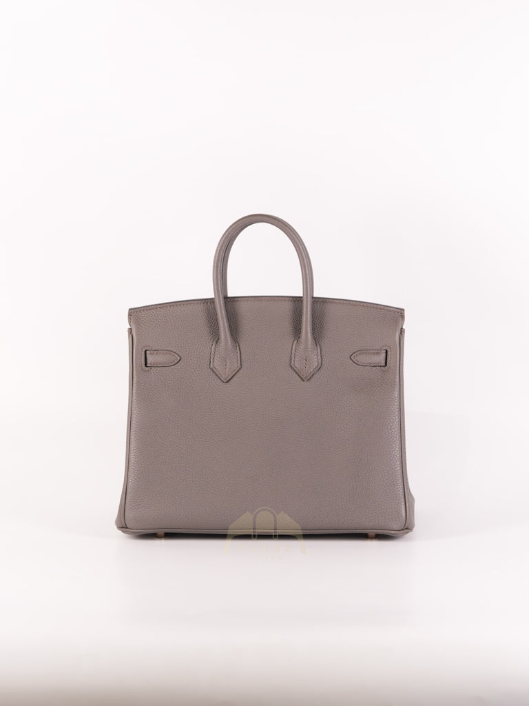 Birkin 25 Retourne in Etain Togo Leather and Gold Hardware Stamp D (2019) | Purse Maison Luxury Bags Shop