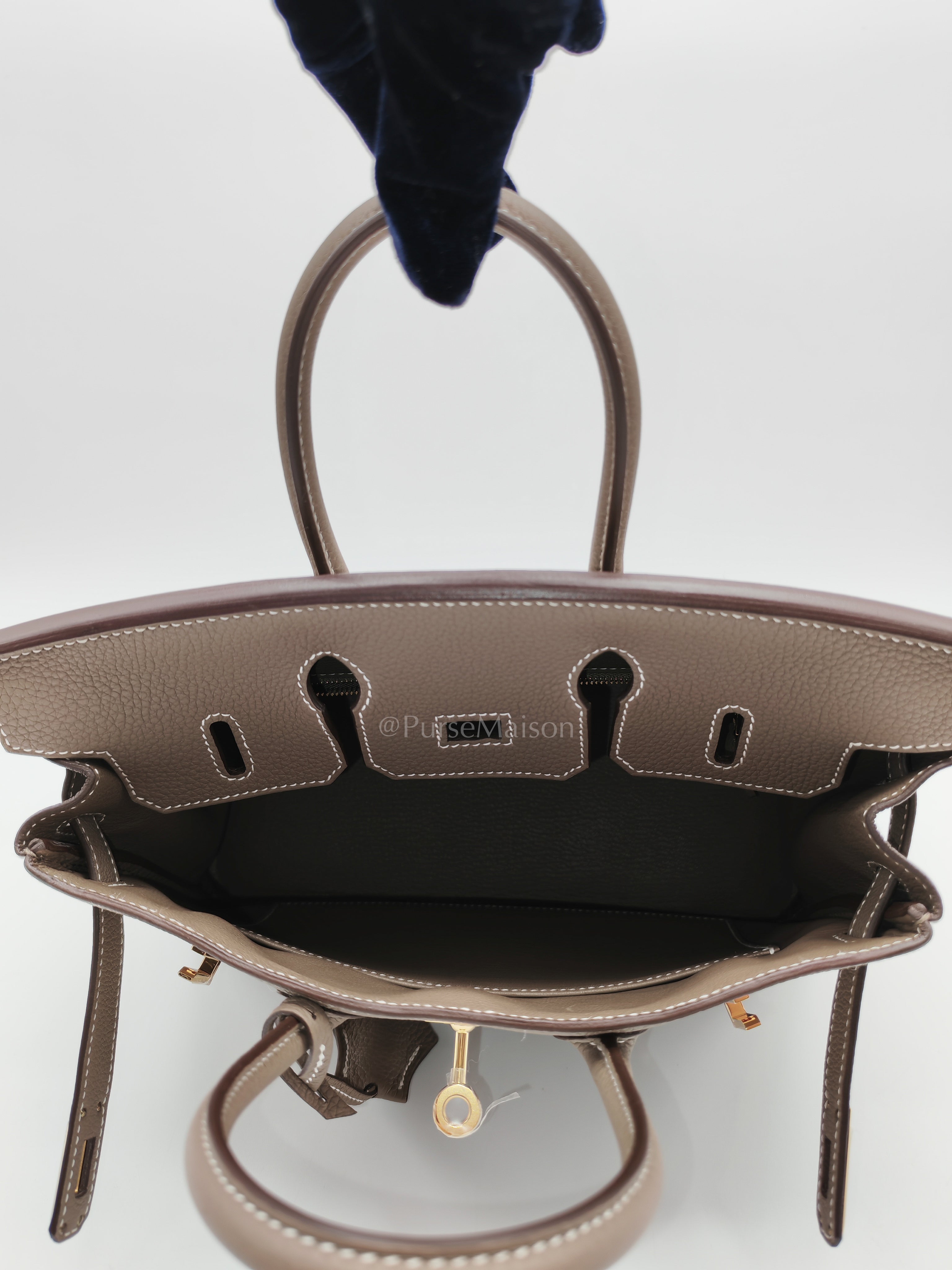Birkin 25 Retourne in Etoupe Togo Leather and Gold Hardware Stamp W (2024) | Purse Maison Luxury Bags Shop