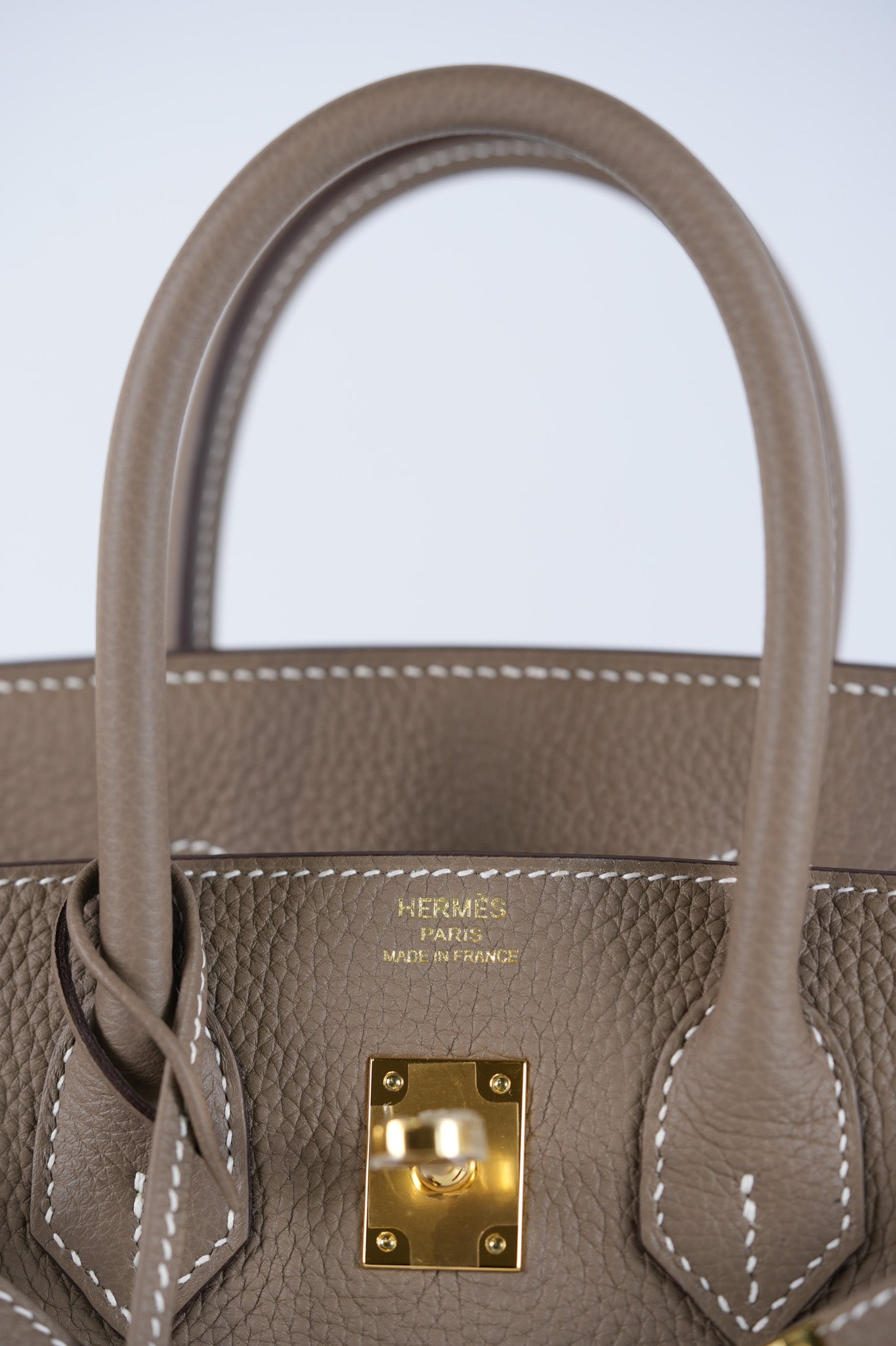 Birkin 25 Retourne in Etoupe Togo Leather and Gold Hardware Stamp W (2024) | Purse Maison Luxury Bags Shop