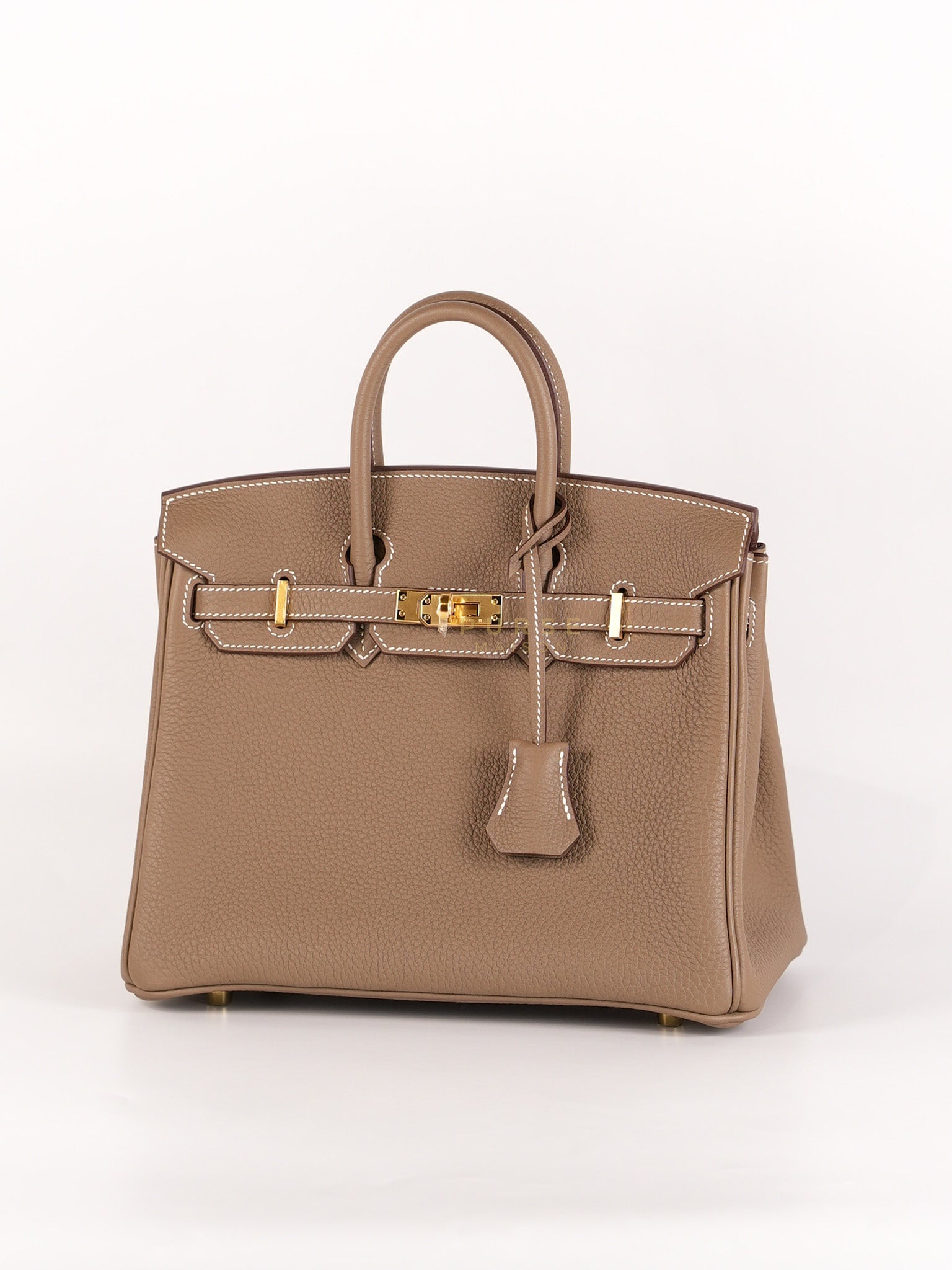 Birkin 25 Retourne in Etoupe Togo Leather and Gold Hardware Stamp W (2024) | Purse Maison Luxury Bags Shop