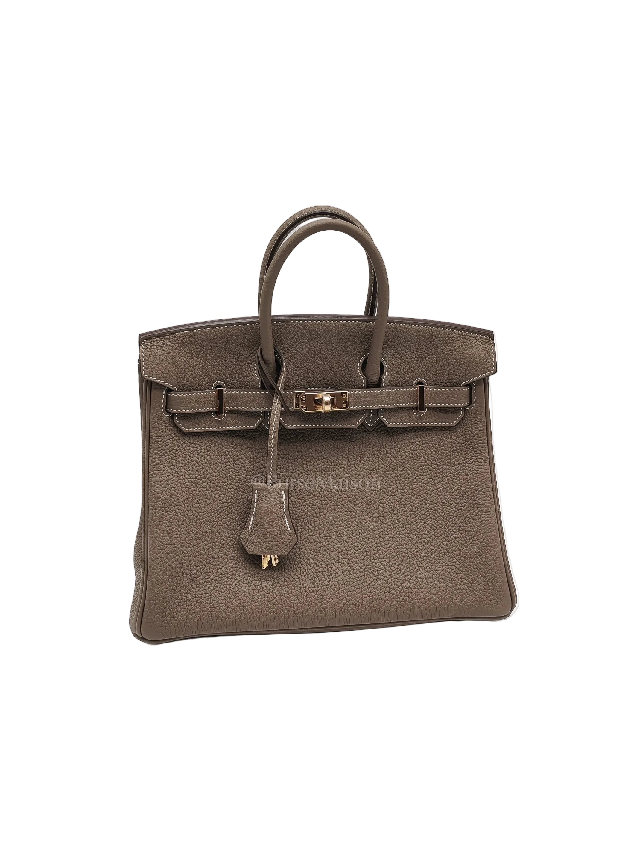 Birkin 25 Retourne in Etoupe Togo Leather and Gold Hardware Stamp W (2024) | Purse Maison Luxury Bags Shop