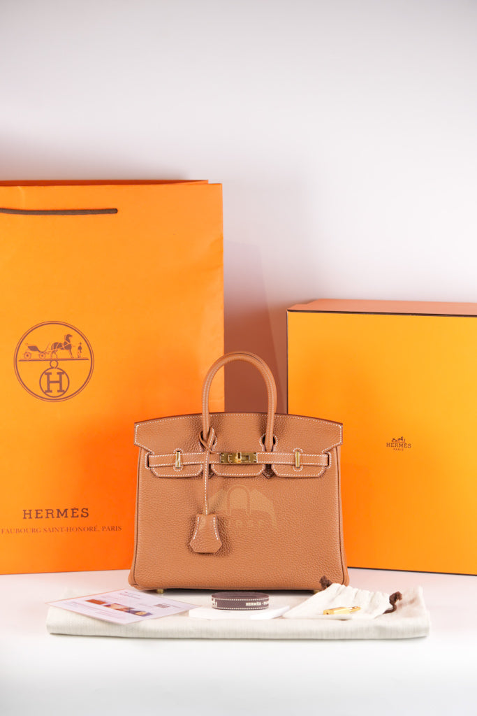 Birkin 25 Retourne in Gold Togo Leather & Gold Hardware Stamp K(2025) | Purse Maison Luxury Bags Shop