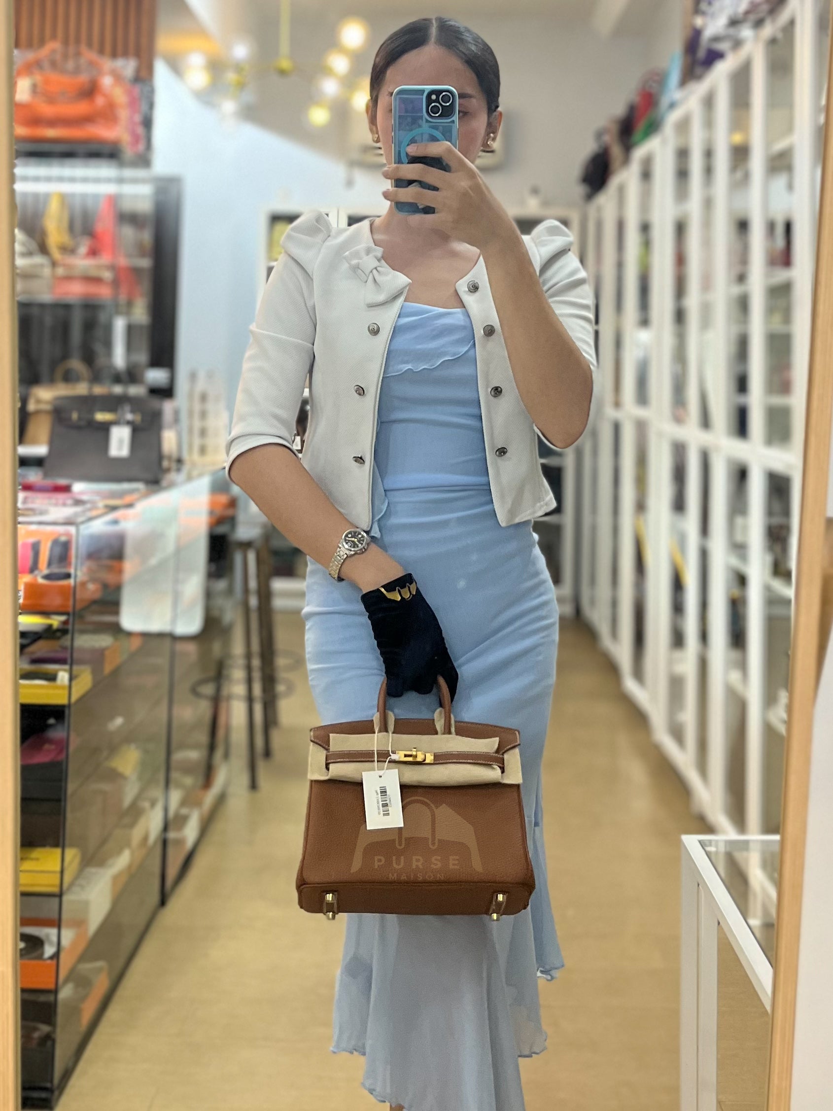 Birkin 25 Retourne in Gold Togo Leather & Gold Hardware Stamp K(2025) | Purse Maison Luxury Bags Shop