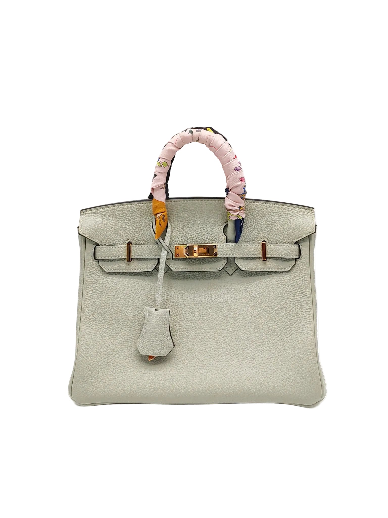 Birkin 25 Retourne in Gris Neve Togo Leather & Gold Hardware Stamp B(2023) with Free Twilly | Purse Maison Luxury Bags Shop