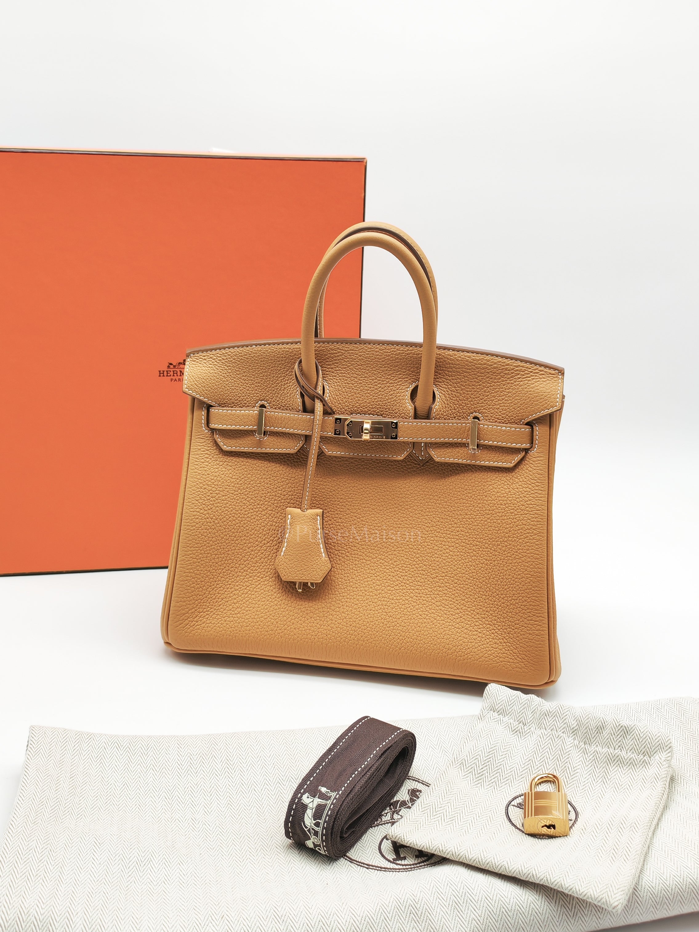 Birkin 25 Retourne in Sesame Togo Leather and Gold Hardware Stamp K (2025) | Purse Maison Luxury Bags Shop