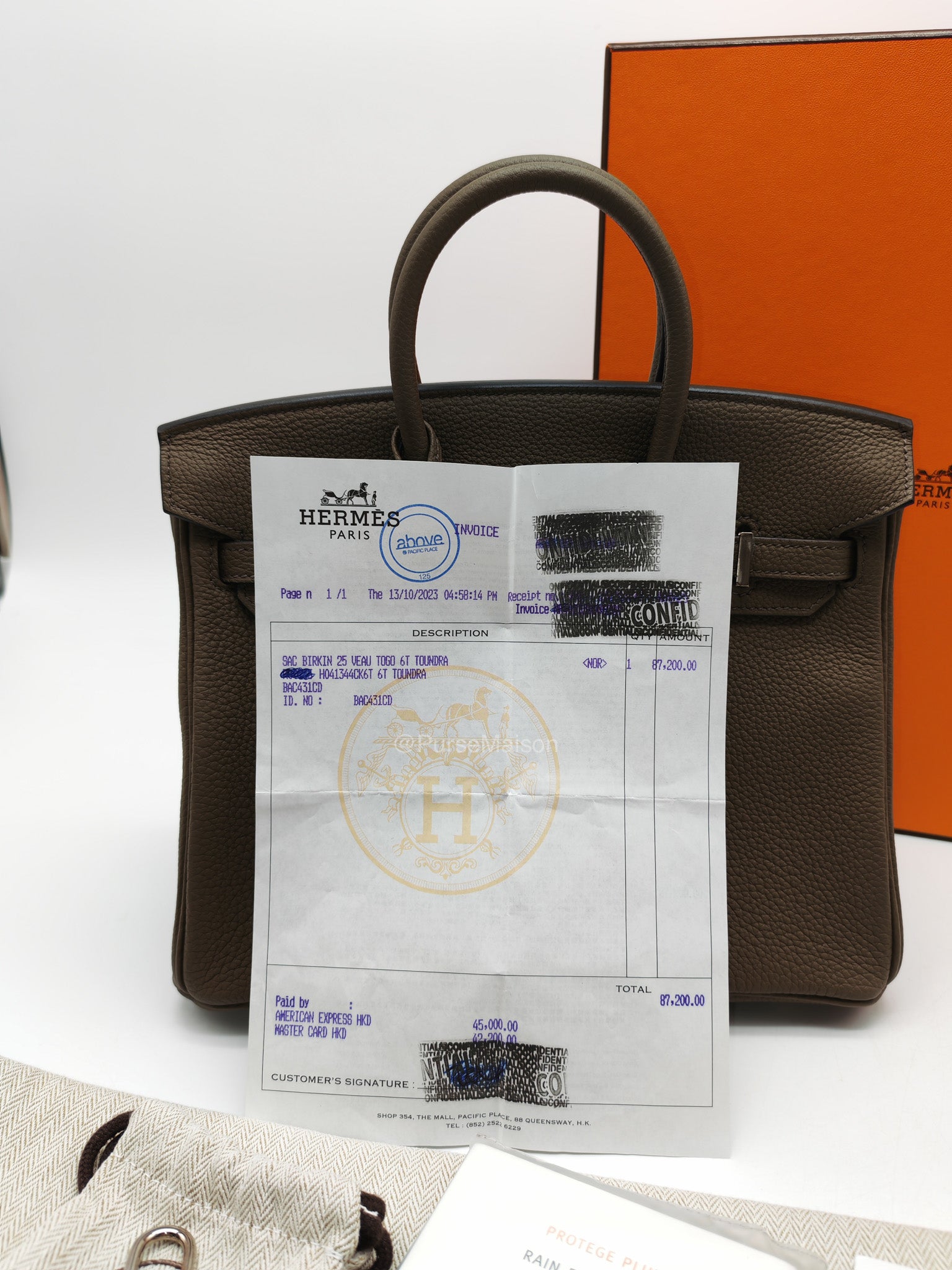 Birkin 25 Retourne in Toundra Togo Leather Palladium Hardware Stamp B(2023) | Purse Maison Luxury Bags Shop