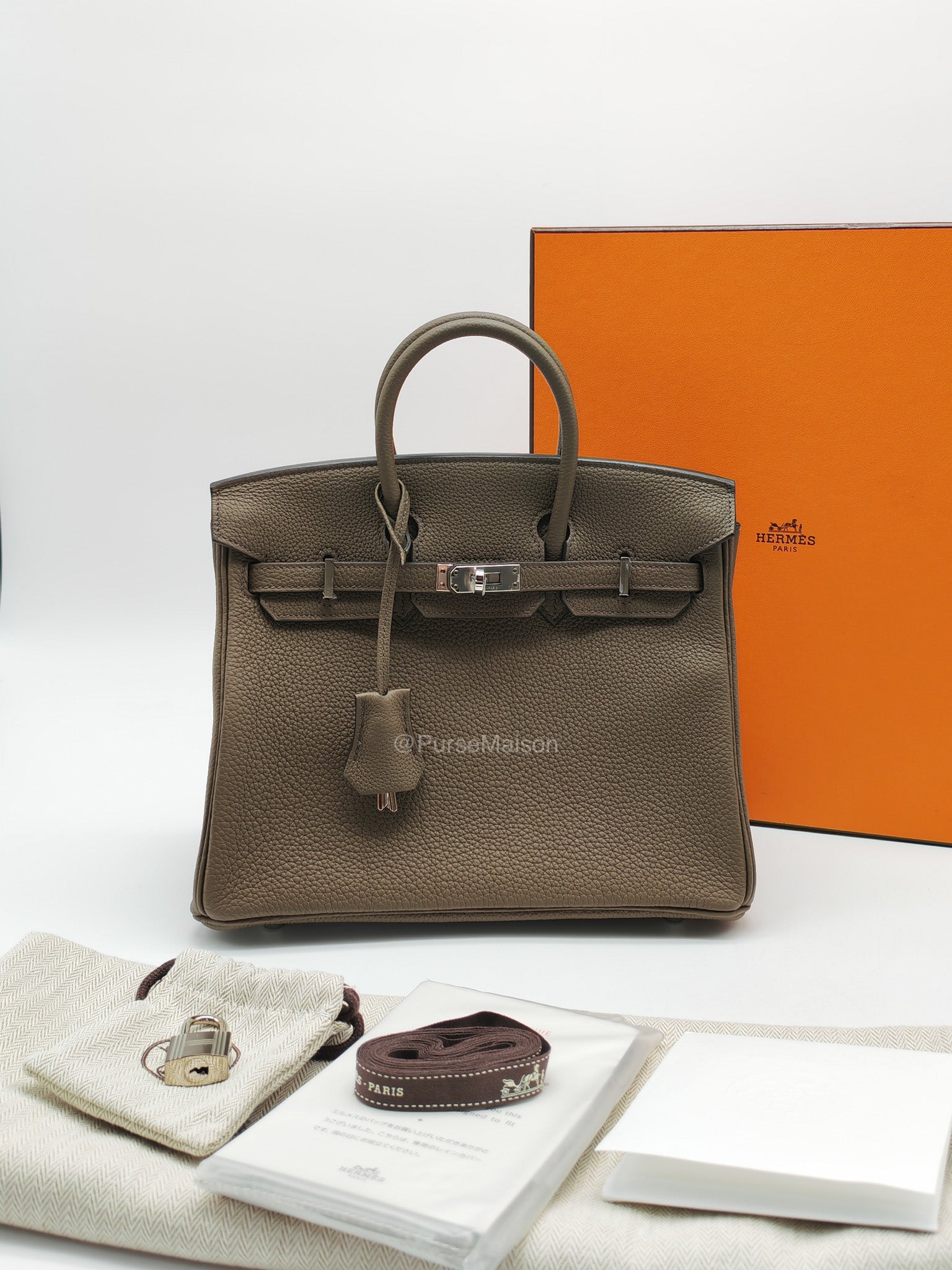 Birkin 25 Retourne in Toundra Togo Leather Palladium Hardware Stamp B(2023) | Purse Maison Luxury Bags Shop