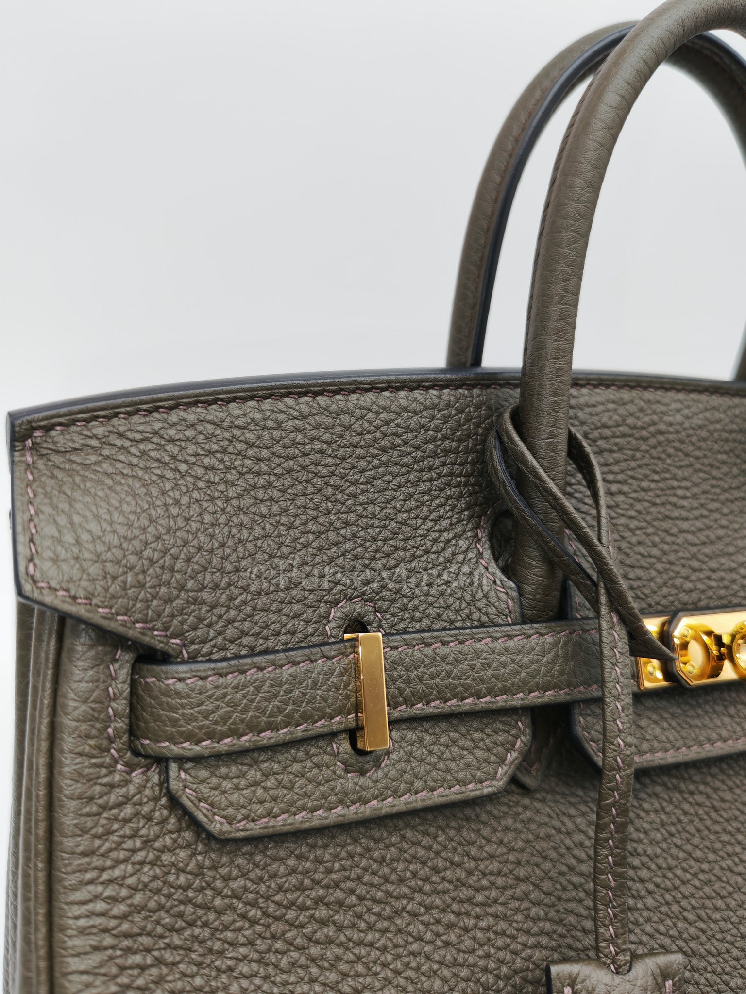 Birkin 25 Retourne in Vert de Gris Togo Leather & Gold Hardware Stamp Y (2020) | Purse Maison Luxury Bags Shop