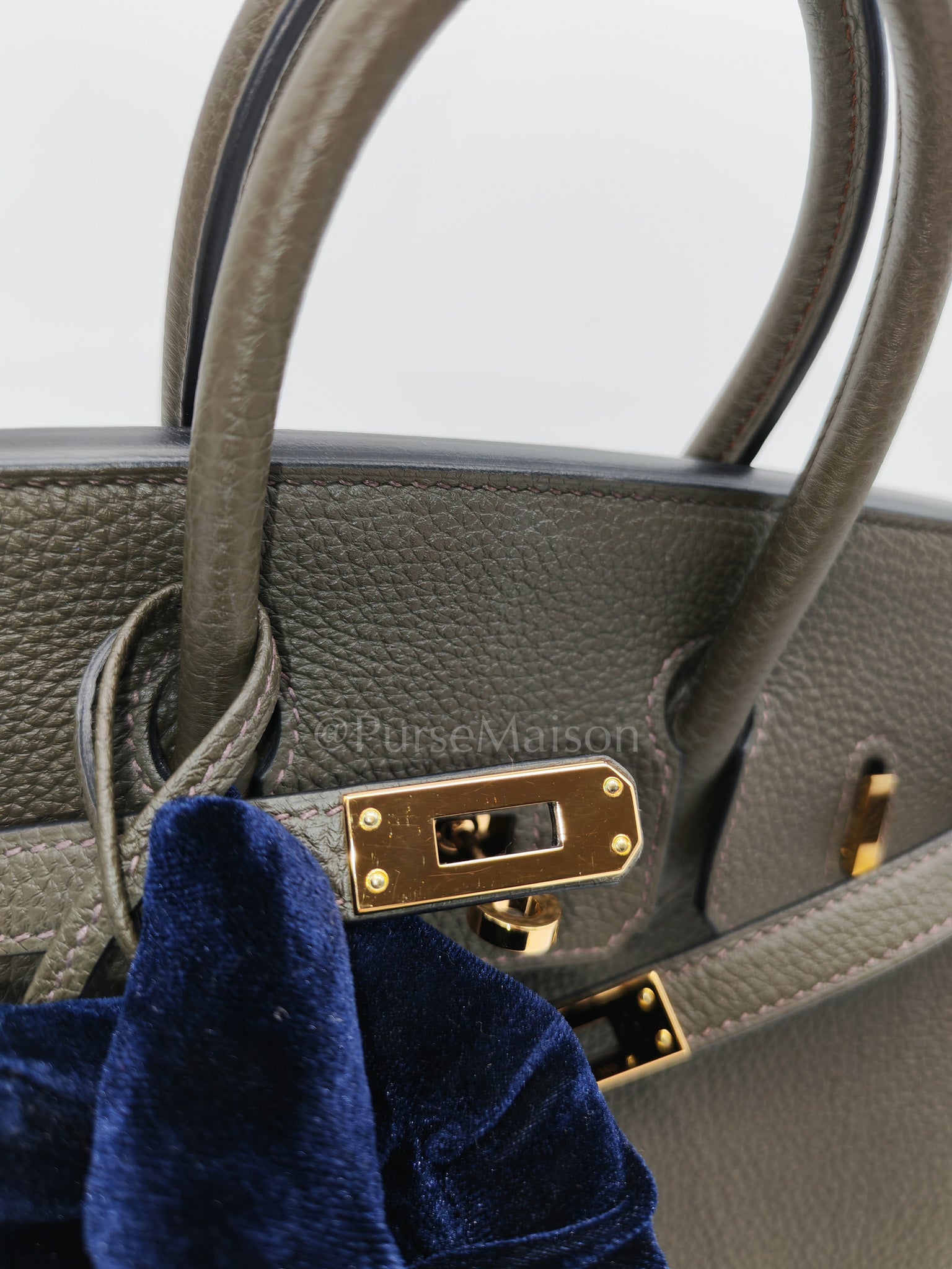 Birkin 25 Retourne in Vert de Gris Togo Leather & Gold Hardware Stamp Y (2020) | Purse Maison Luxury Bags Shop