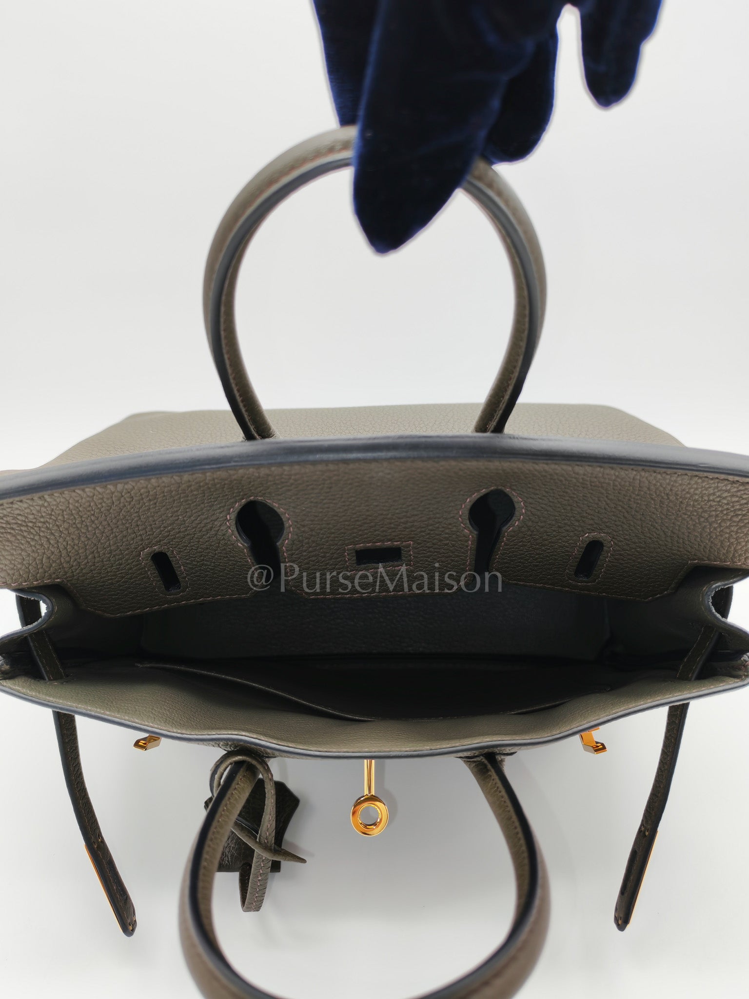 Birkin 25 Retourne in Vert de Gris Togo Leather & Gold Hardware Stamp Y (2020) | Purse Maison Luxury Bags Shop