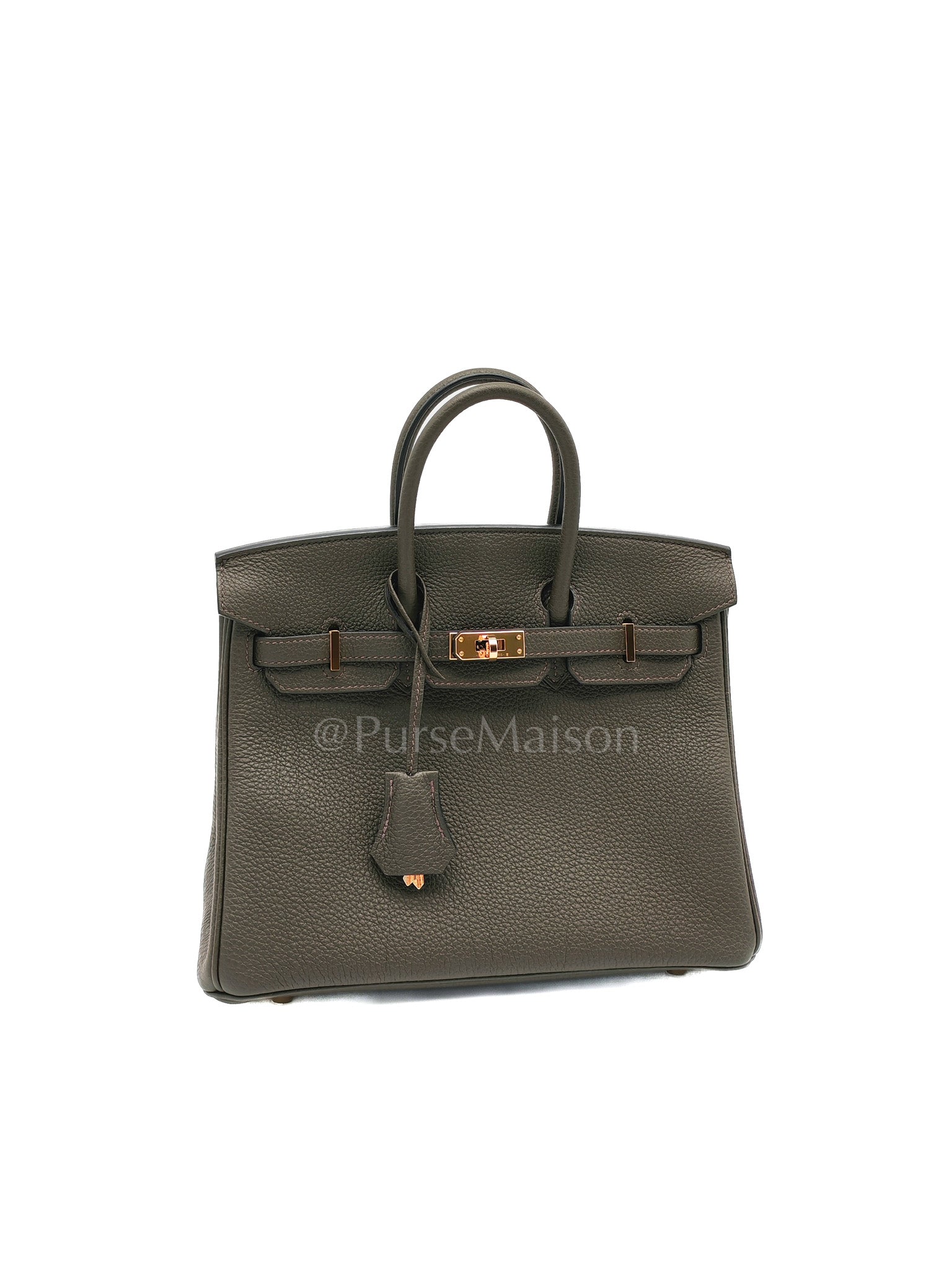 Birkin 25 Retourne in Vert de Gris Togo Leather & Gold Hardware Stamp Y (2020) | Purse Maison Luxury Bags Shop
